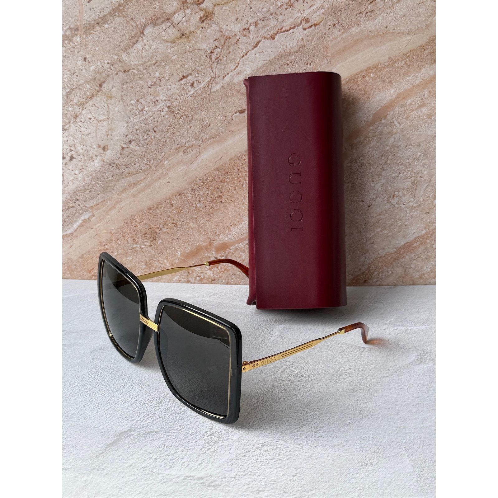 Gucci NEW Gucci GG0903S Black Gold Square Oversized Sunglasses Size ONE SIZE - 4 Thumbnail