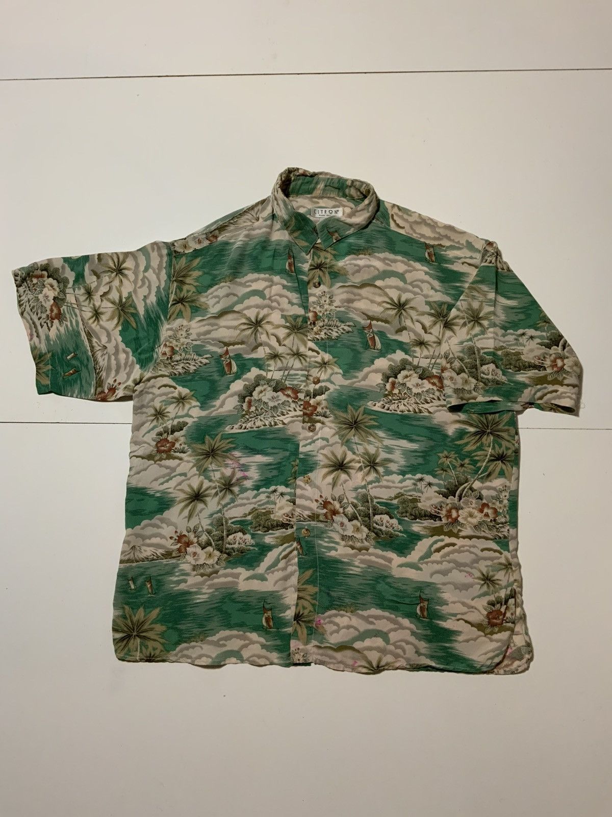 Designer × Vintage Vintage Citron Santa Monica 100% Silk Hawaiian AOP Shirt Size US M / EU 48-50 / 2 - 1 Thumbnail