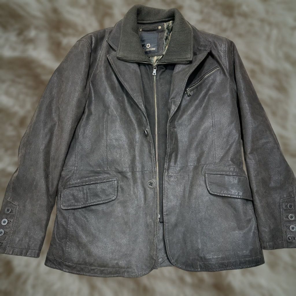 Vintage Milestone Leather Jacket Mens Sz L Brown Zip Button Up Overcoat Motorcycle Style Vintage? Size US L / EU 52-54 / 3 - 1 Thumbnail