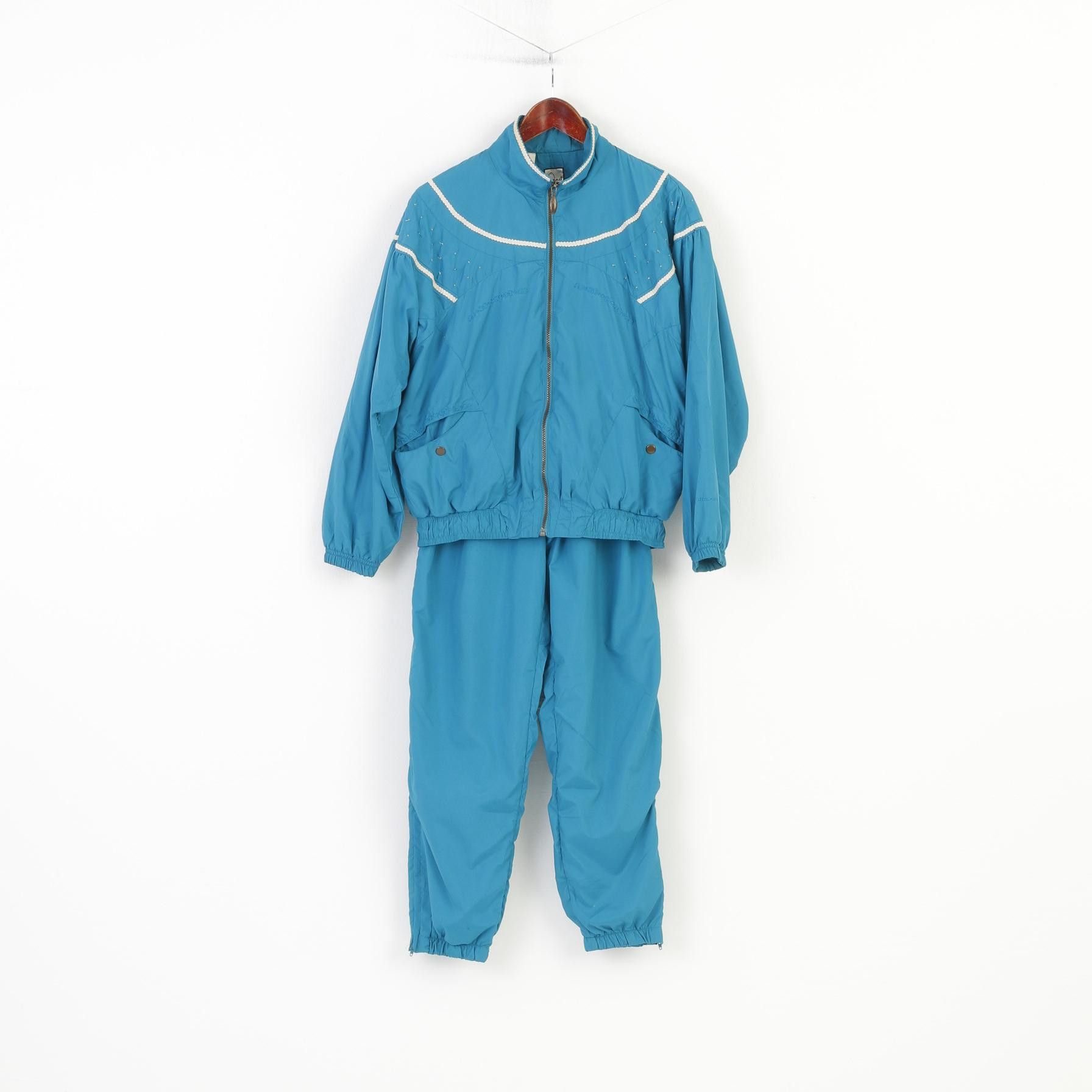 Vintage Head Women S Tracksuit Set Turquoise Sweatpants Jacket 10986 Size 25" / US 0 / IT 36 - 2 Thumbnail
