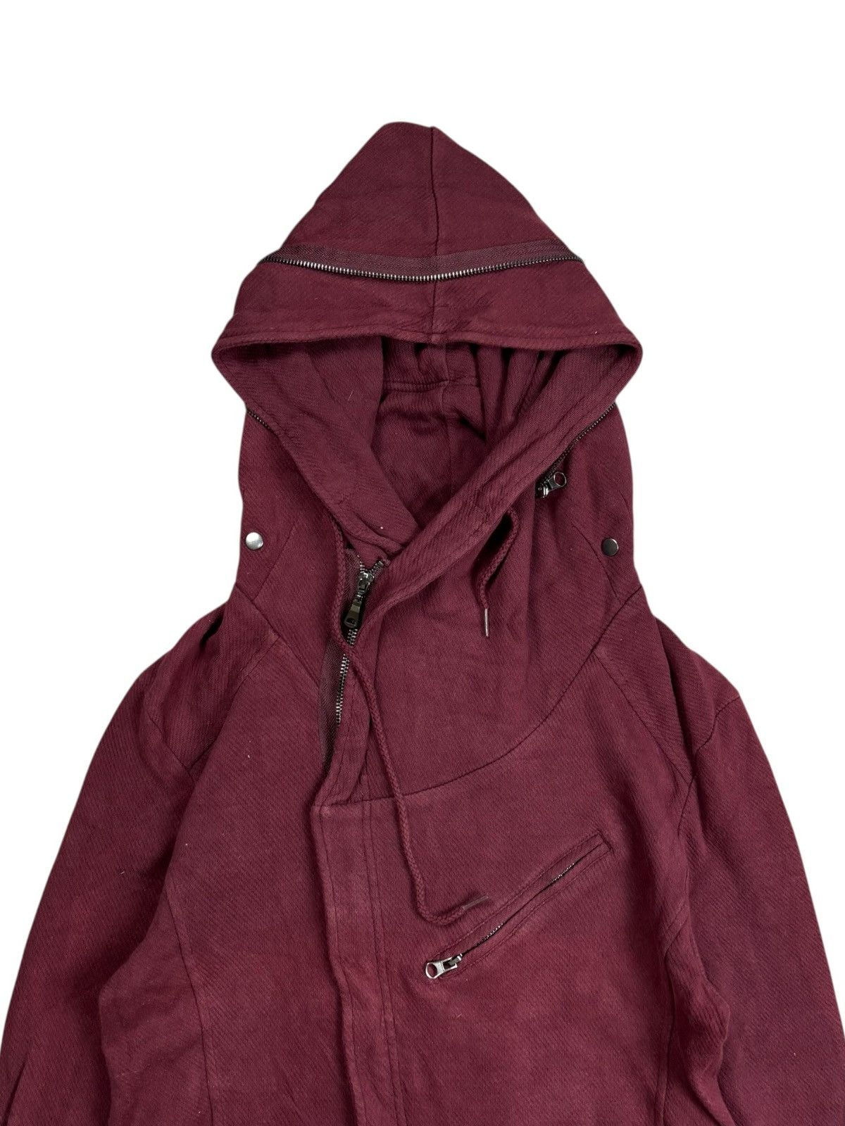 Le Grande Bleu (L.G.B.) 2000s Semantic Design - Red Wine Alien Hood Jacket Size US M / EU 48-50 / 2 - 7 Thumbnail