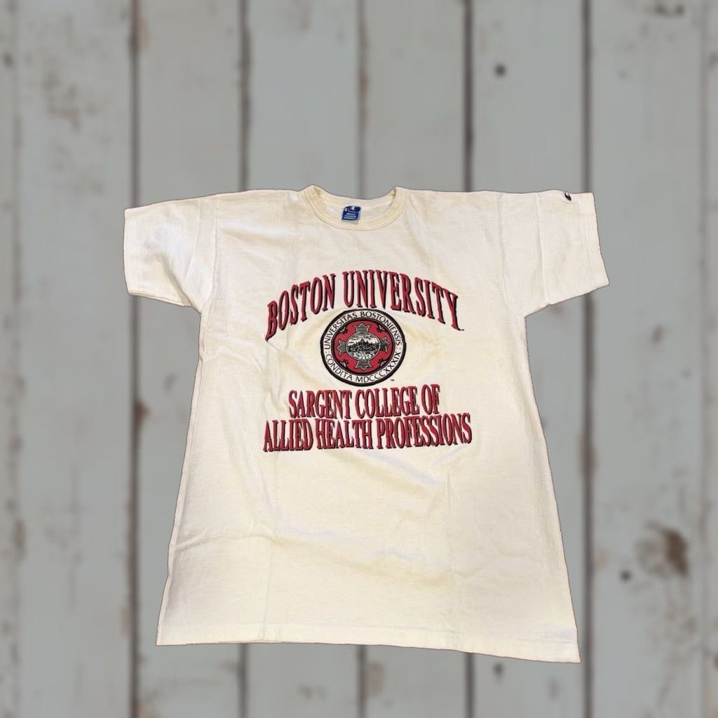 Champion VINTAGE Champion 90s Boston University Spell Out White T Shirt Unisex Adults L White 90s HTF Mens/Womens Size US L / EU 52-54 / 3 - 1 Thumbnail