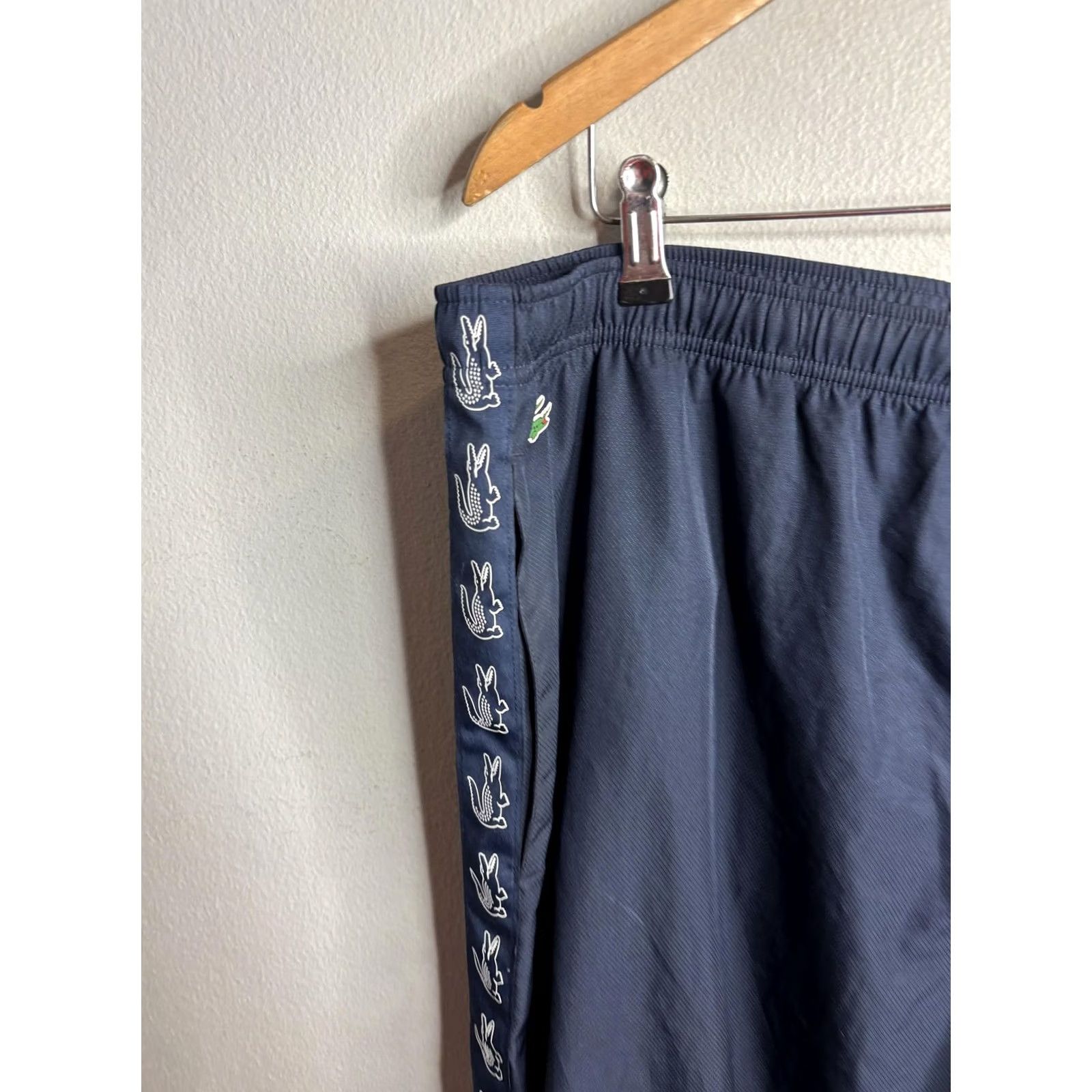 Vintage Lacoste Sport Pants Mens 3XL Blue Track Joggers Elastic Waist Logo Side Stripe Mens Size US 39 - 2 Thumbnail