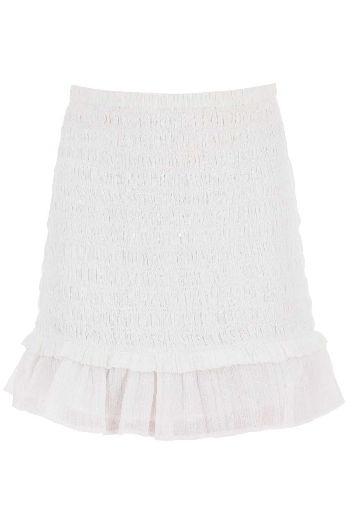 image of Isabel Marant Etoile Smocked Cotton Dorela Mini Skirt in White, Women's (Size 28)