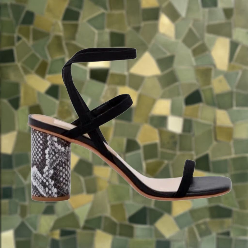 Dolce Vita Dolce Vita Nixon Black Elastic Reptile Snake Heel Sandals 7.5 Women Sandal Party/Cocktail Spring Summer 2.75" Heel Size US 8 / IT 38 - 1 Thumbnail