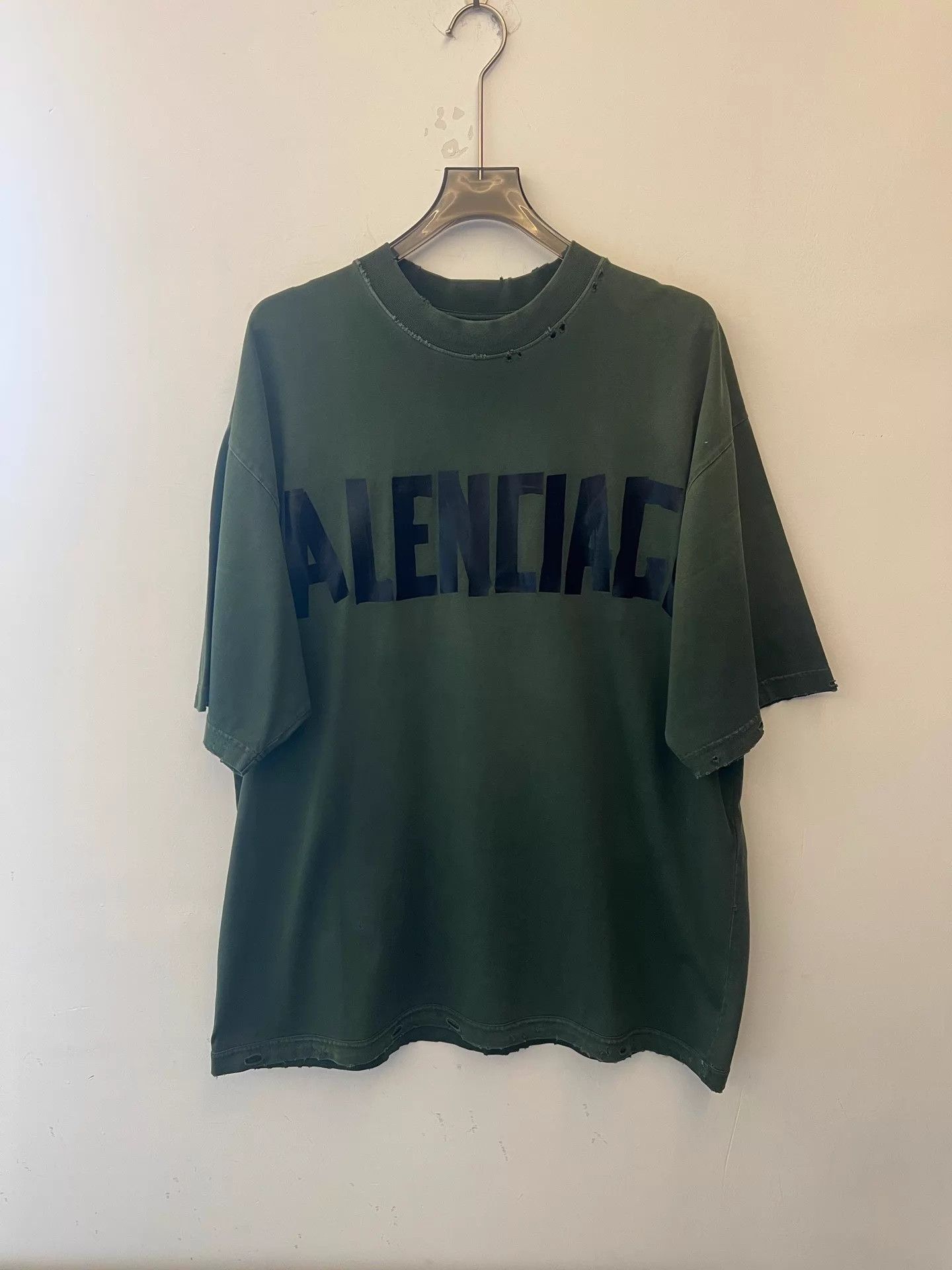 Balenciaga Balenciaga SS24 Logo Print Knit Crewneck T-Shirt Men's Green L Size US L / EU 52-54 / 3 - 1 Thumbnail