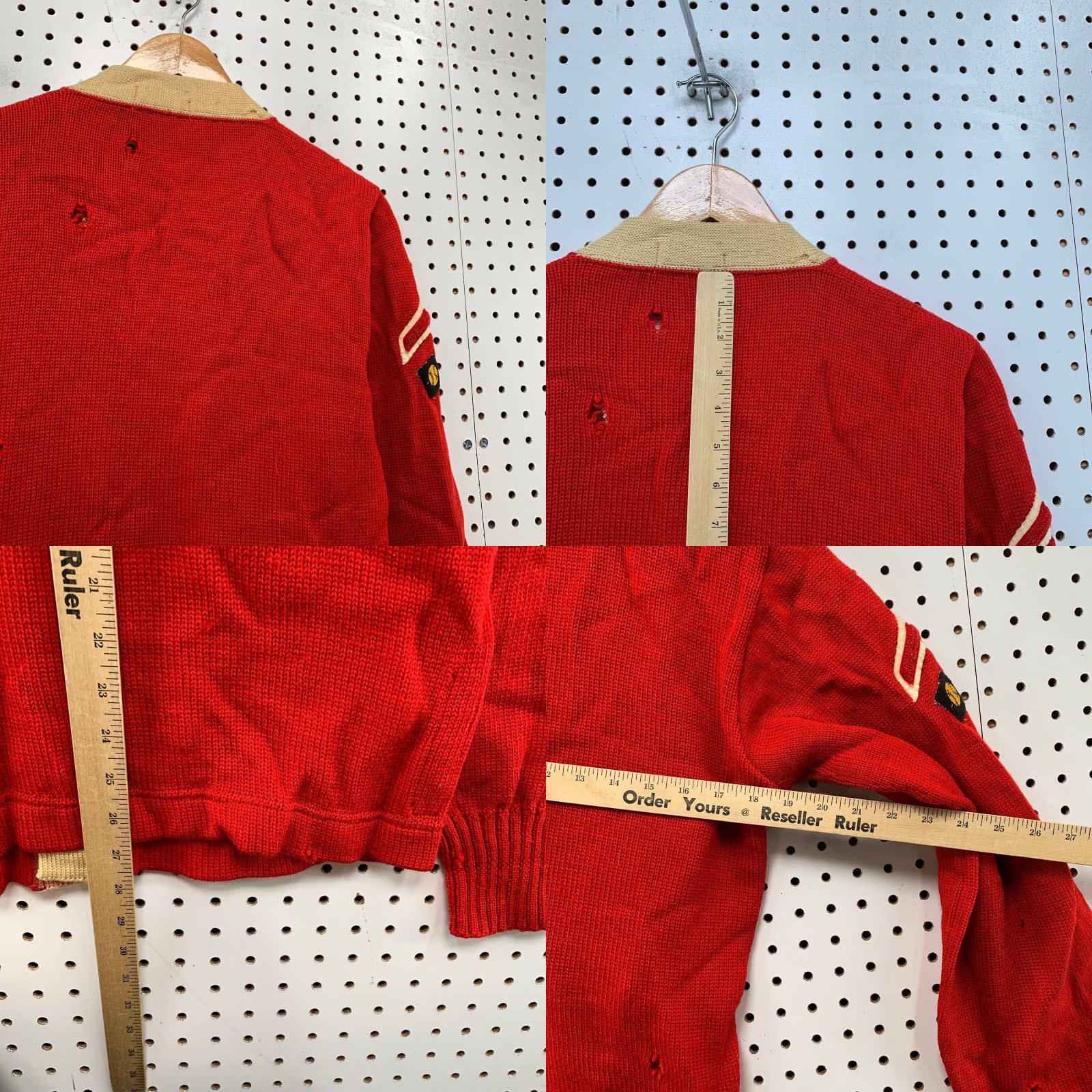 Vintage VINTAGE Wessman Cardigan Wool Letterman Mens M Red 40s Distressed Sweater Size US M / EU 48-50 / 2 - 11 Thumbnail