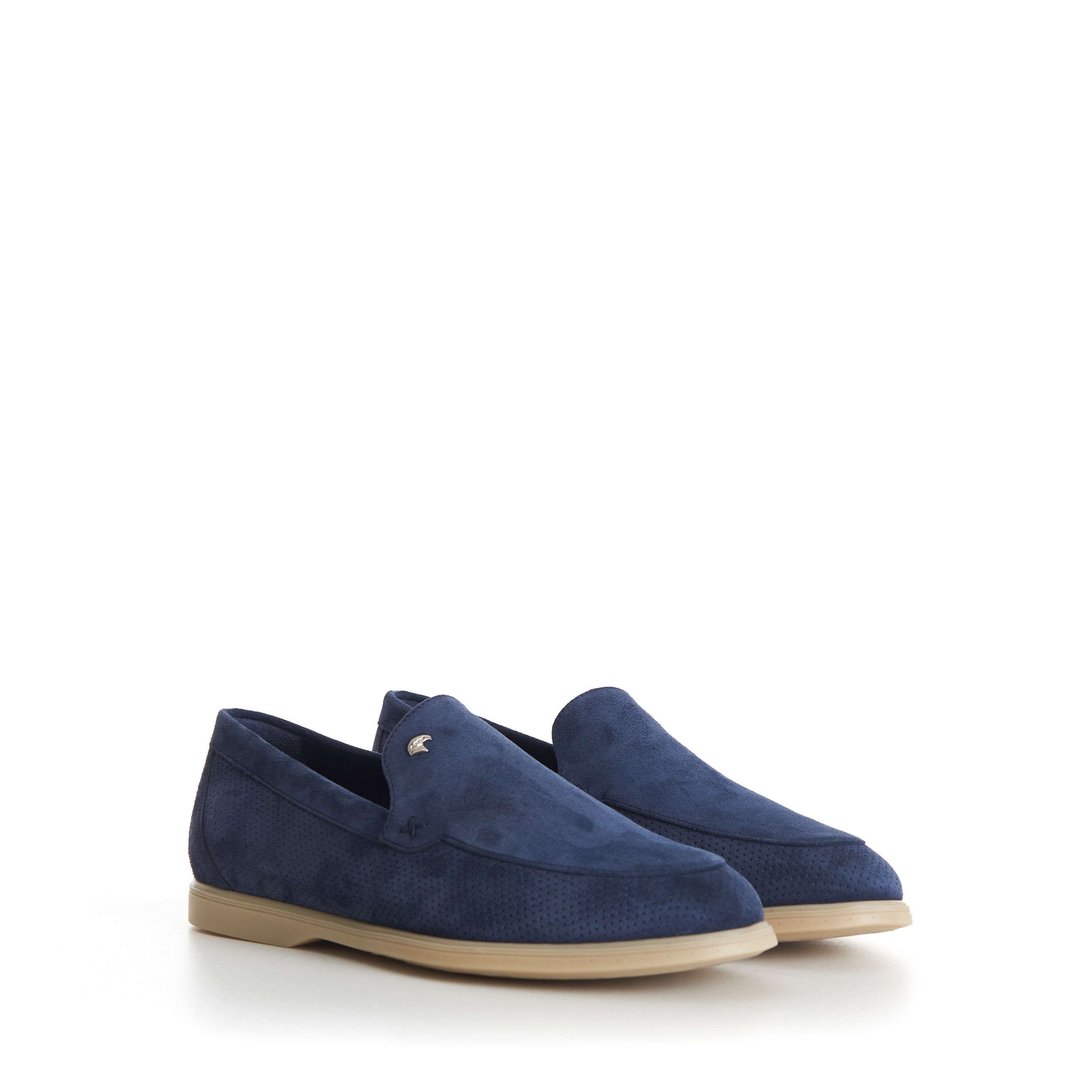 Stefano Ricci Blue Suede Slip-On Loafer - Perforated Size US 8 / EU 41 - 1 Thumbnail