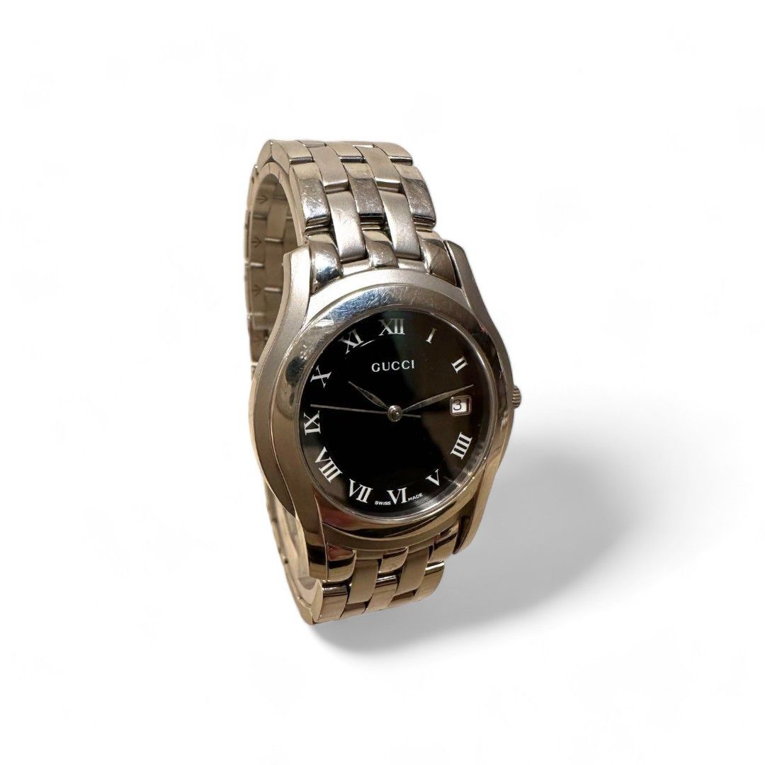 Gucci 5500M silver watch clock vintage black interface