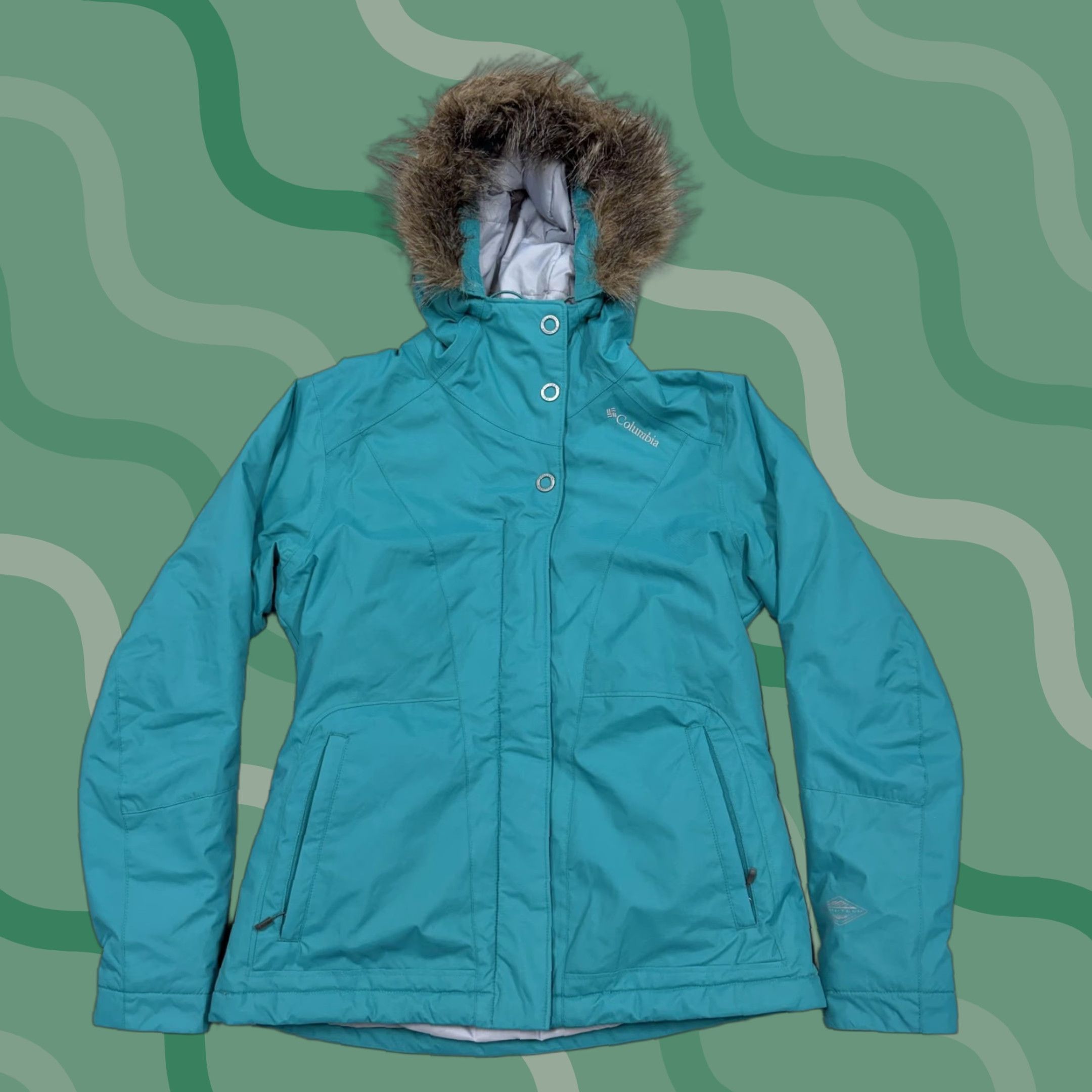 Vintage Columbia Jacket Womens Small Blue Hooded Faux Fur Trim Insulated Parka Winter Size S / US 4 / IT 40 - 1 Thumbnail