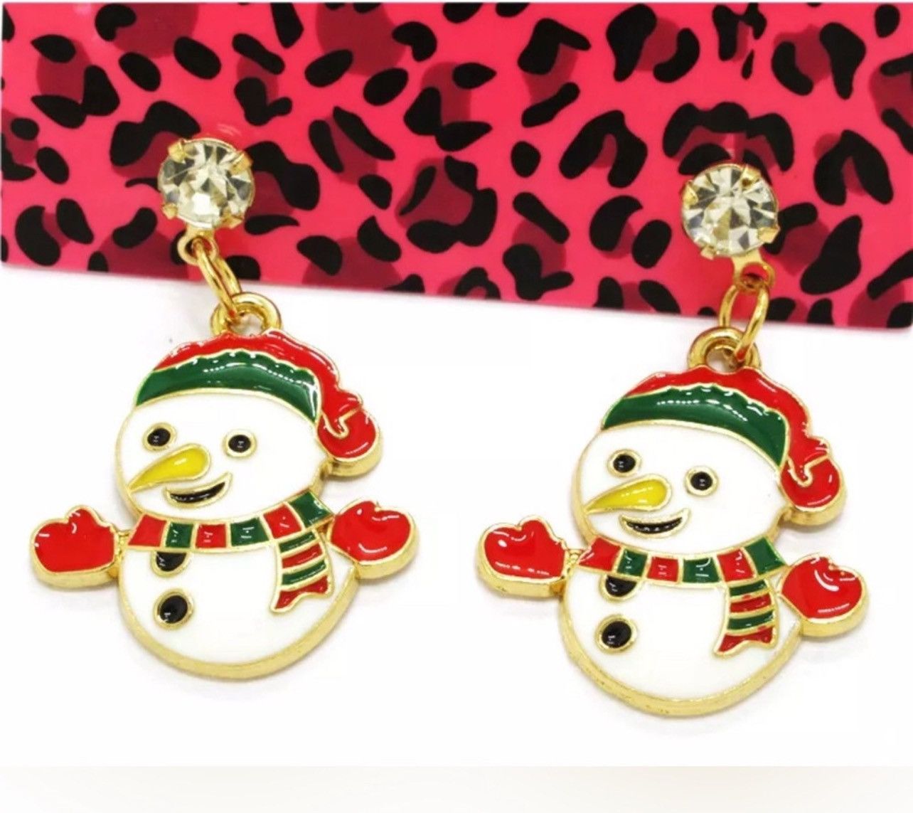Betsey Johnson BETSEY JOHNSON Snowman Winter Crystal Studded Drop Earrings Size ONE SIZE - 1 Thumbnail