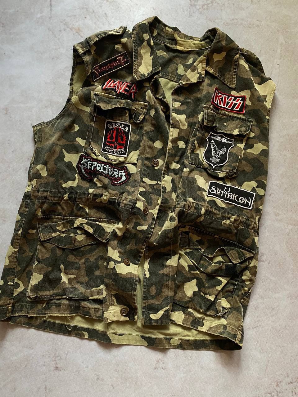 Band Tees × Vintage Vintage Custom Rock Band Camo Military Vest Y2K Size US M / EU 48-50 / 2 - 2 Thumbnail