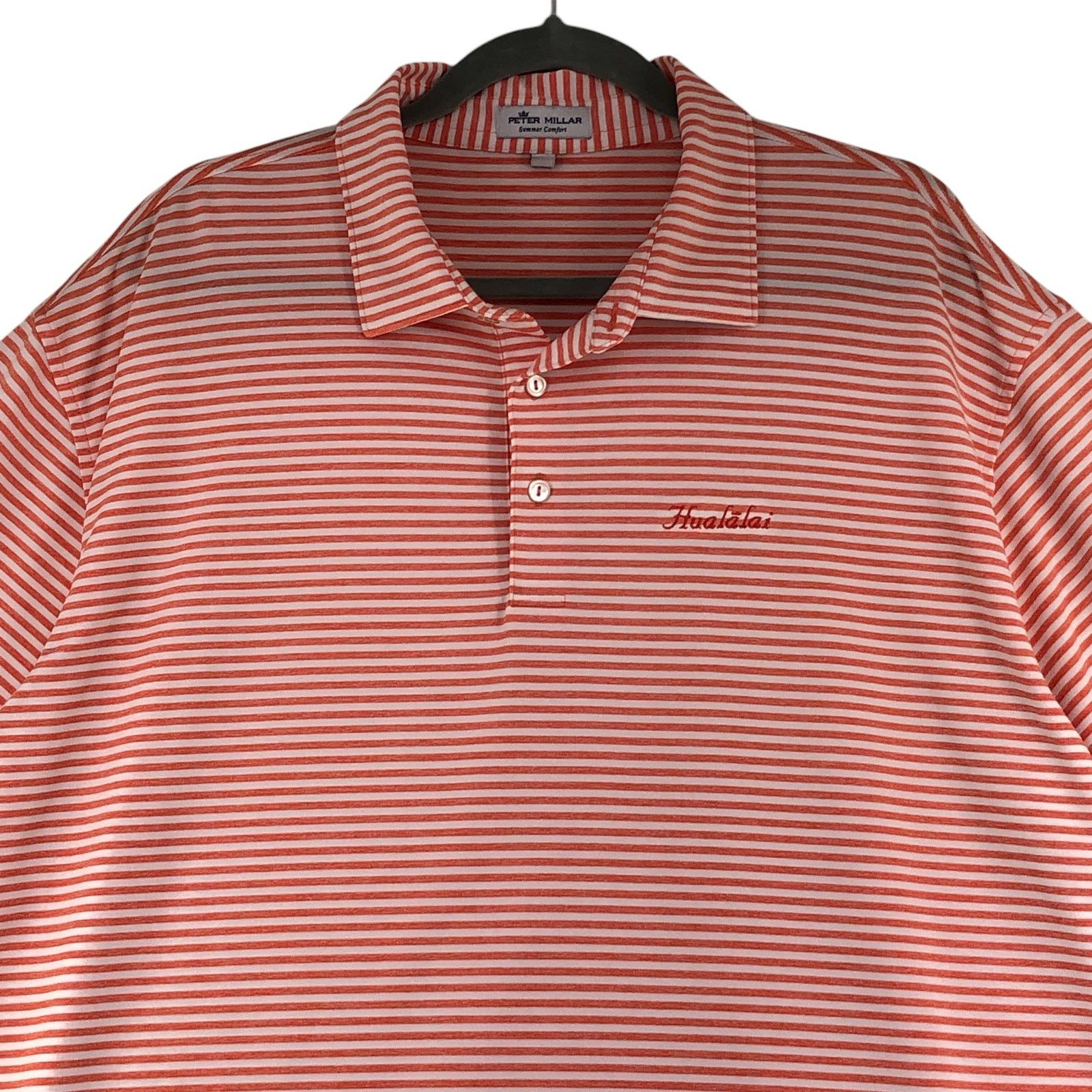 Peter Millar Peter Millar Size XXL Polo Shirt Striped Orange Hualalai Size US XXL / EU 58 / 5 - 2 Thumbnail