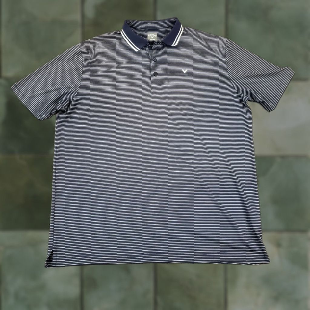 Callaway Callaway Golf Polo Shirt Mens Large Blue White Striped Short Sleeve Stretch Size US L / EU 52-54 / 3 - 1 Thumbnail