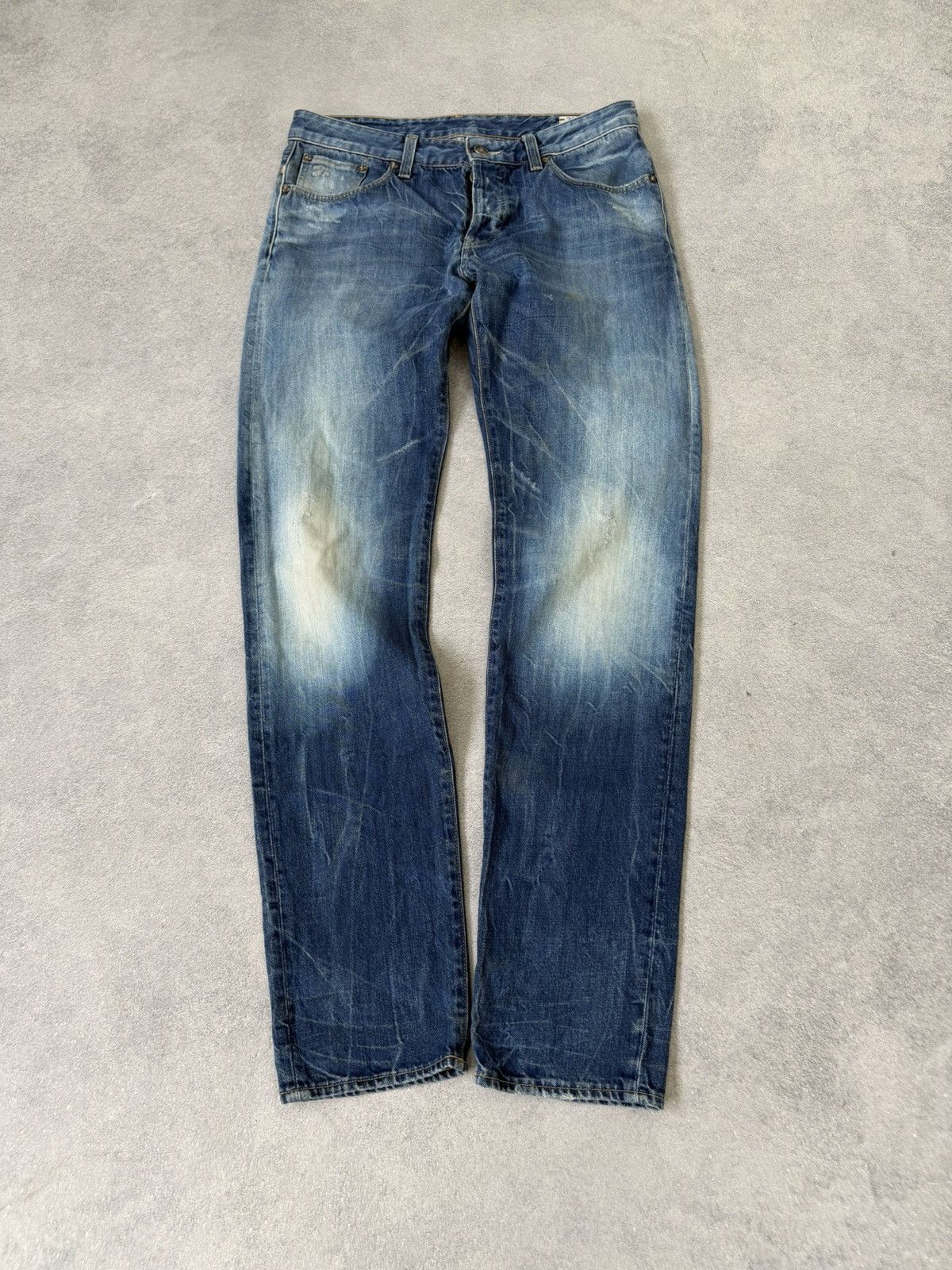 Hedi Slimane 2000s Edwin Hedi Slimame Style Washed Distressed Denim Jeans Size US 33 - 6 Thumbnail