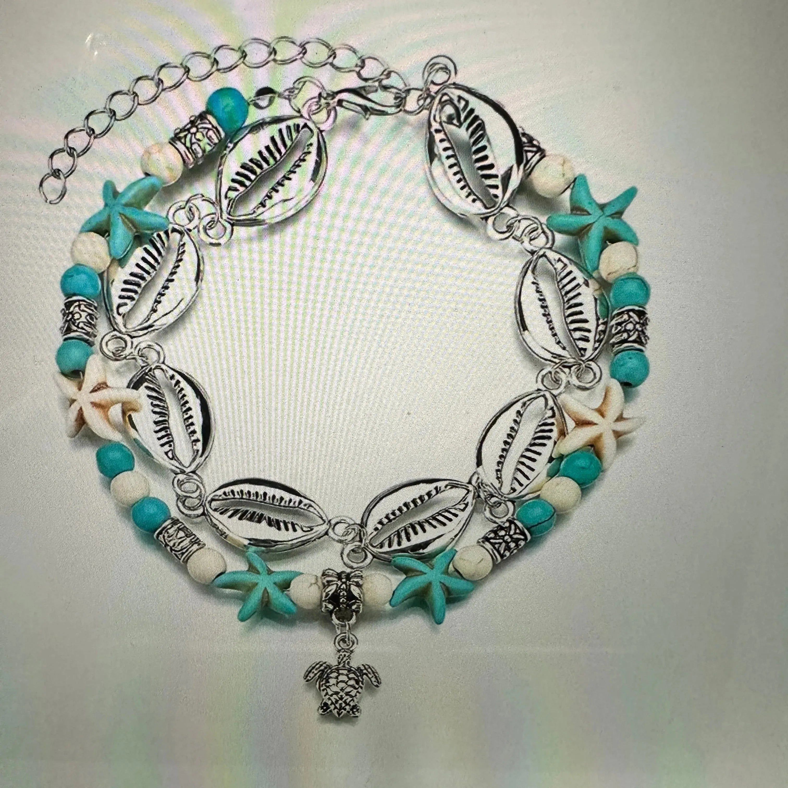 Other Ocean-Inspired Turtle Pendant Anklet with Shell Beads for Su Size ONE SIZE - 2 Thumbnail