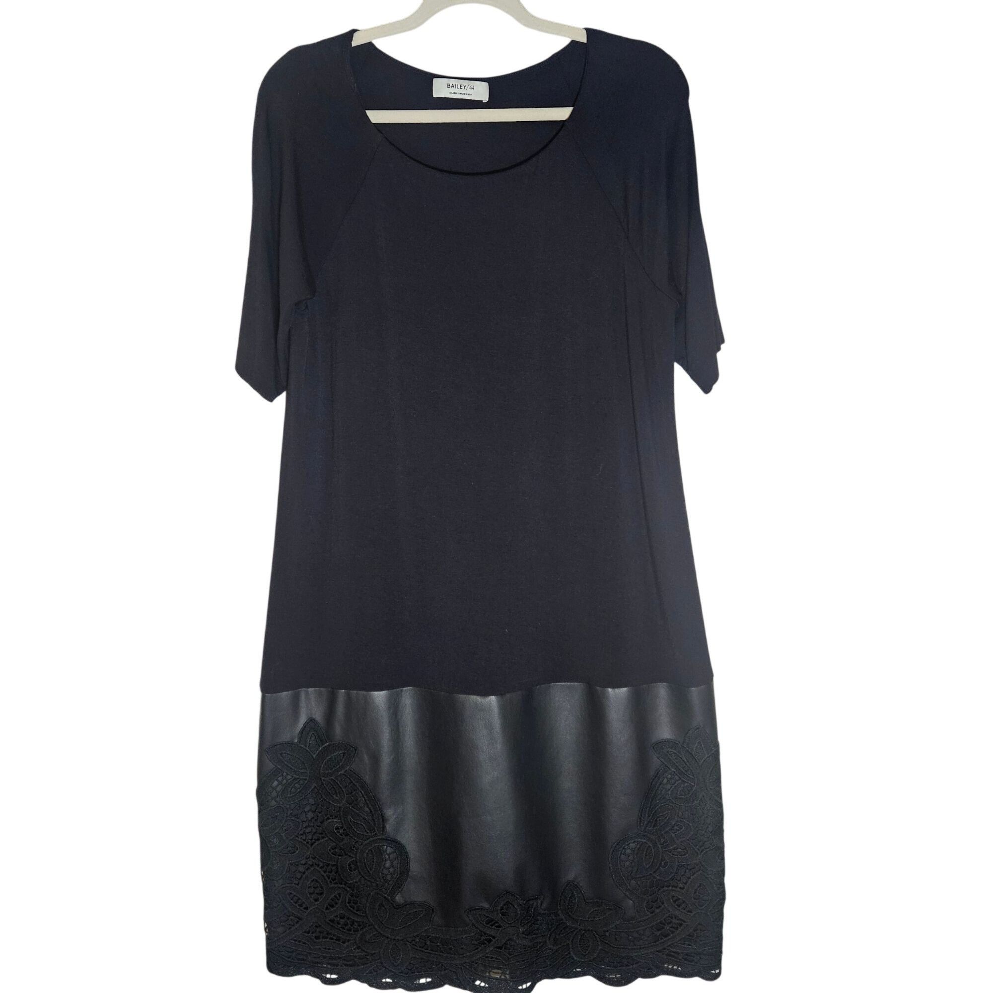 Other Bailey/44 Black Faux Leather Hem Dress XL Minimalist Gothic Size XL / US 12-14 / IT 48-50 - 2 Thumbnail