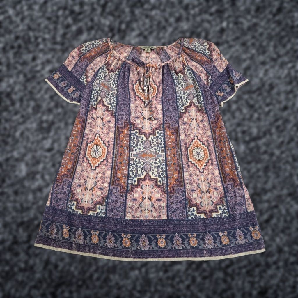 Lucky Brand Lucky Brand Womens Short Sleeve Front Tie Floral Blouse XS Multicolor Size XS / US 0-2 / IT 36-38 - 1 Thumbnail