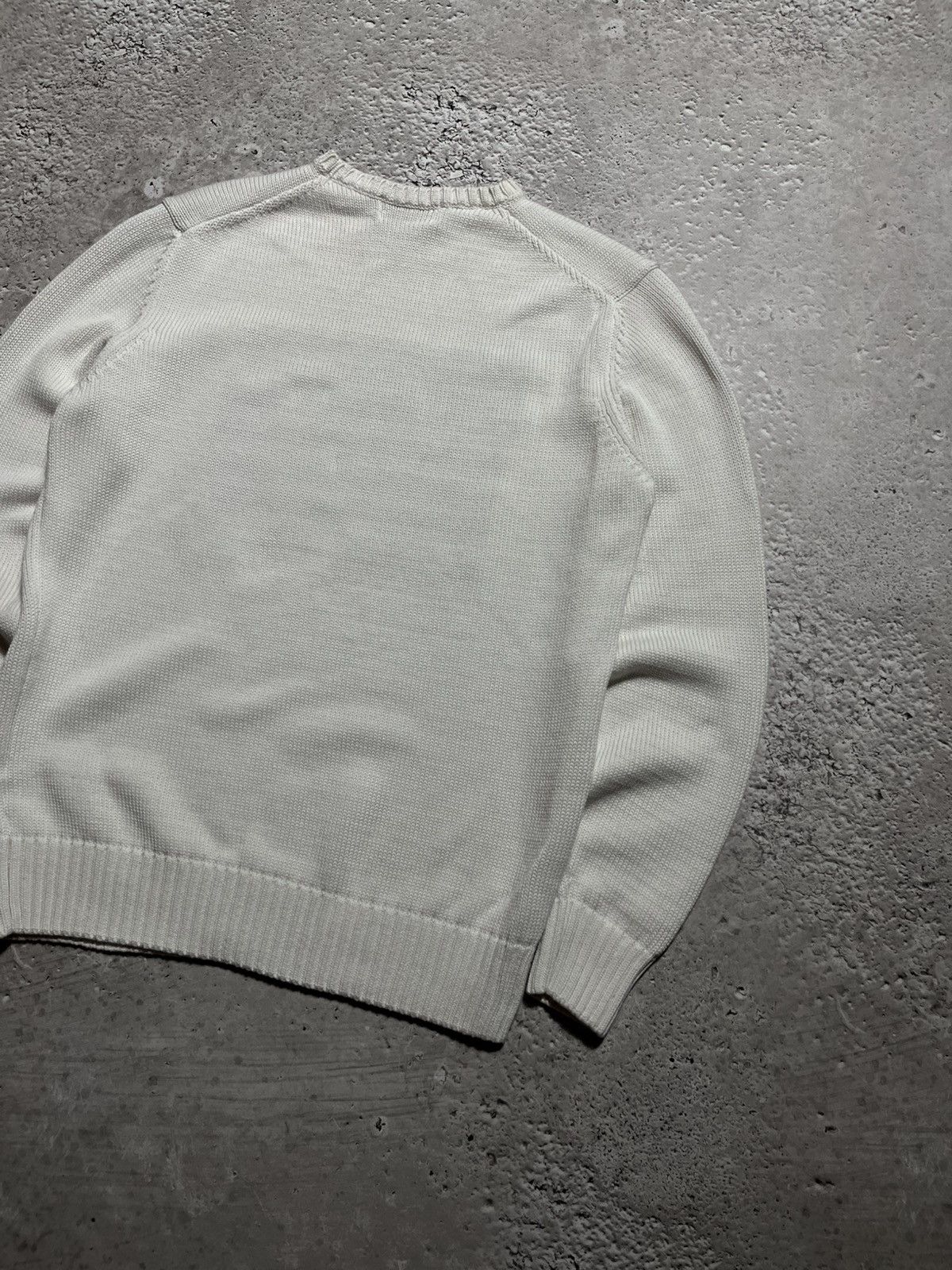 Vintage John Ashfield White Knit Sweater with USA Flag Patch - Small Size US S / EU 44-46 / 1 - 9 Thumbnail