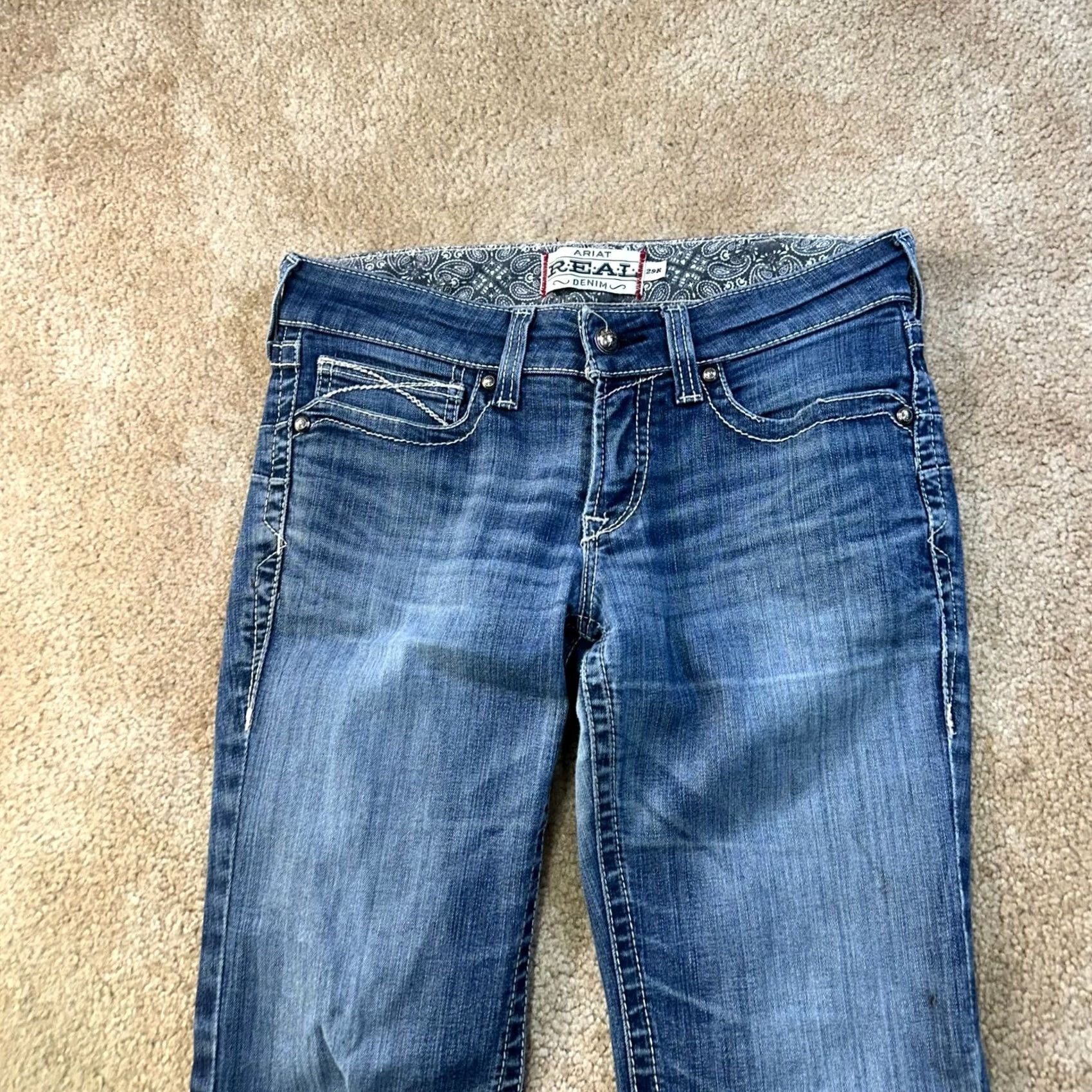 Ariat Ariat REAL denim Mid Bootcut Jeans Womens 29 Blue Stretch Denim Western cowboy Bootscut 5-Pocket Women Regular Size 29" - 2 Thumbnail