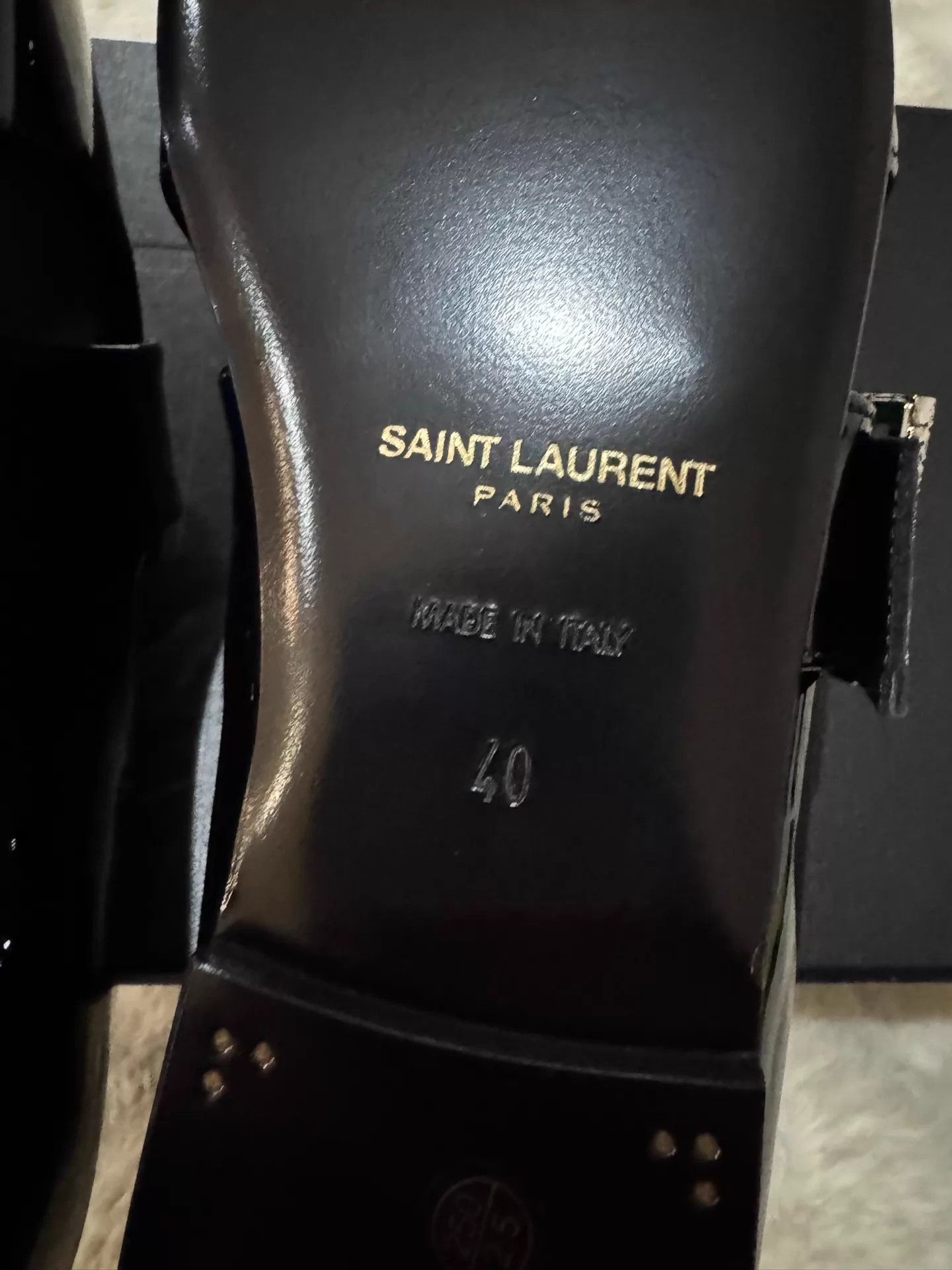 Saint Laurent Paris SLP Men's Crystal Square Buckle Patent Loafers 40 Size US 7 / EU 40 - 6 Thumbnail