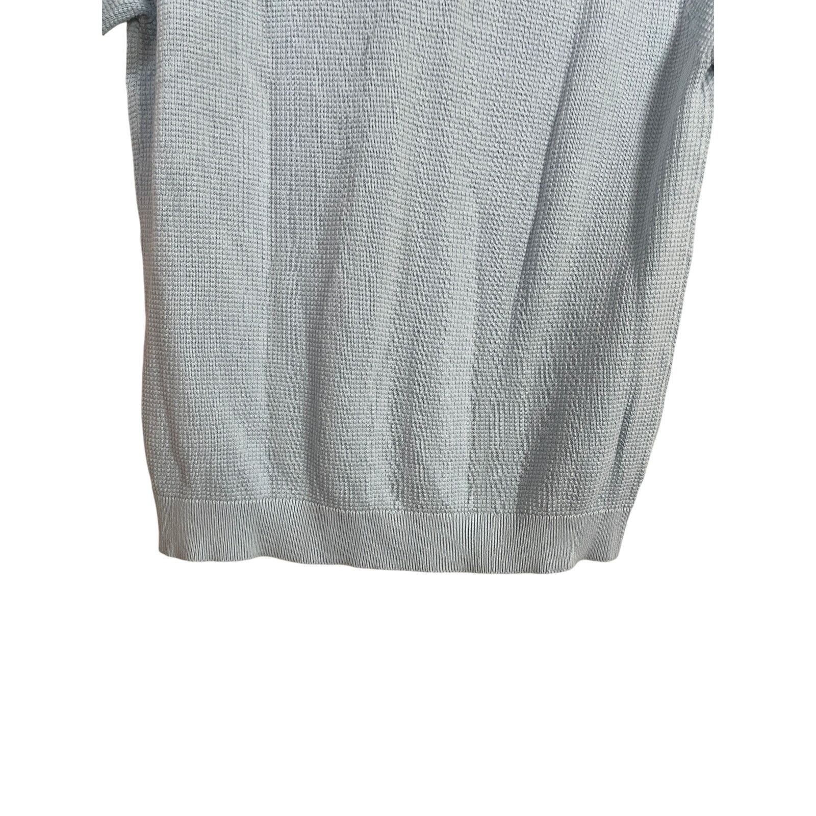 Onia Crochet Knit Button Up Shirt Blue Cotton Mens XL