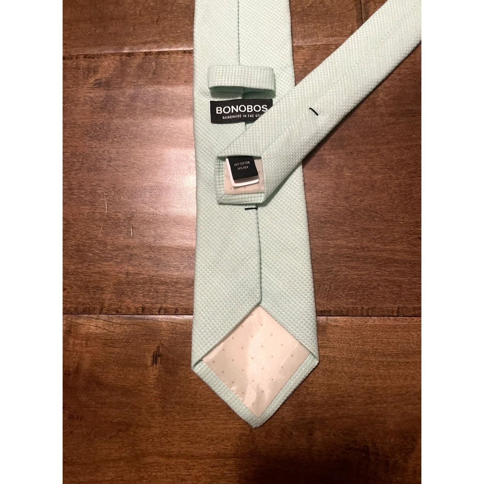 Bonobos Bonobos Neck Tie Handmade In The USA Pastel Mint Green Cotton Silk Blend Men’s Tie Mens Tie 59" 3.25" Craft Cotton Silk Blend Green Size ONE SIZE - 2 Thumbnail