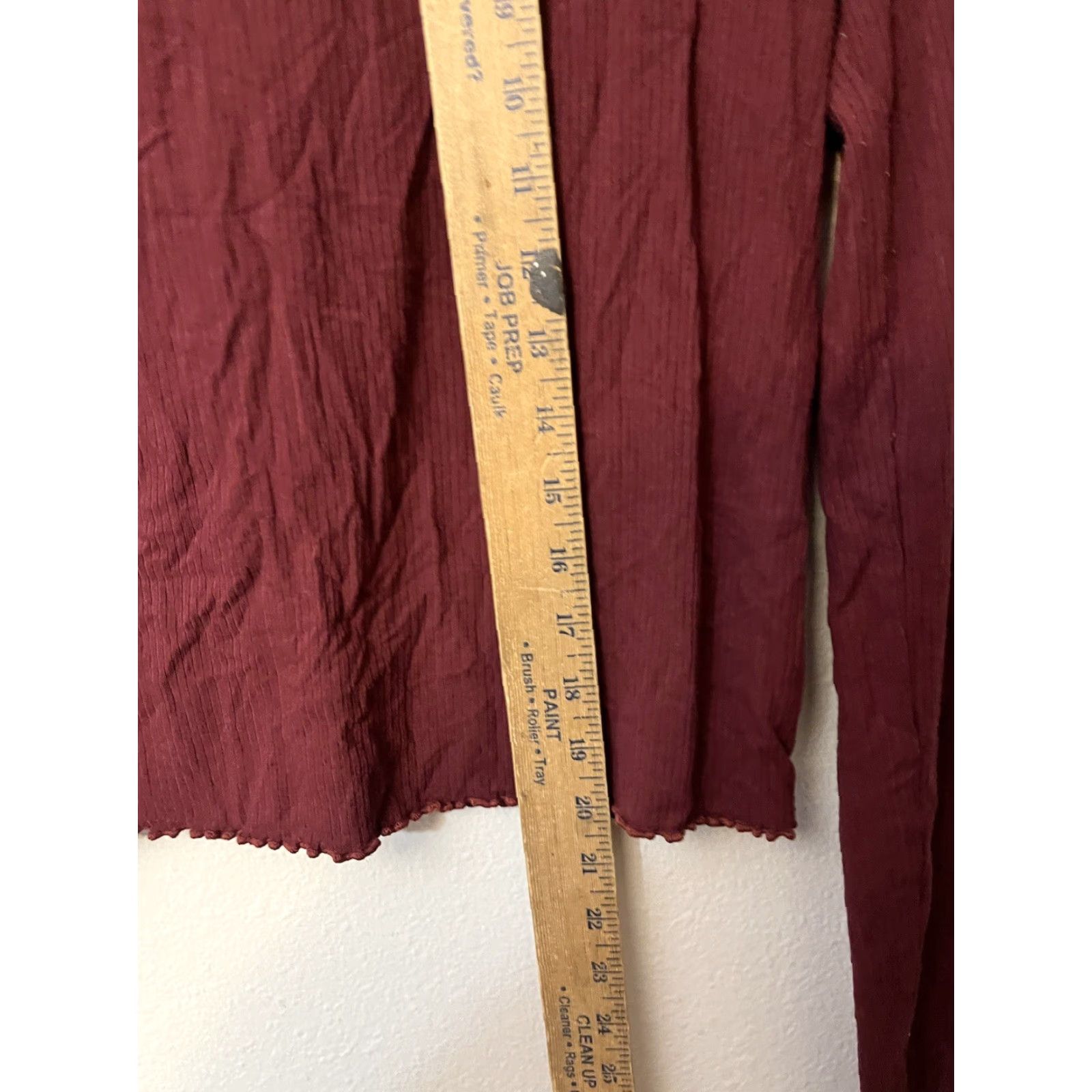 Pacsun Pacsun Cropped Long Sleeve Women's L Casual Red Waffle Knit School PacSun Shirt Shirt Size S / US 4 / IT 40 - 4 Thumbnail