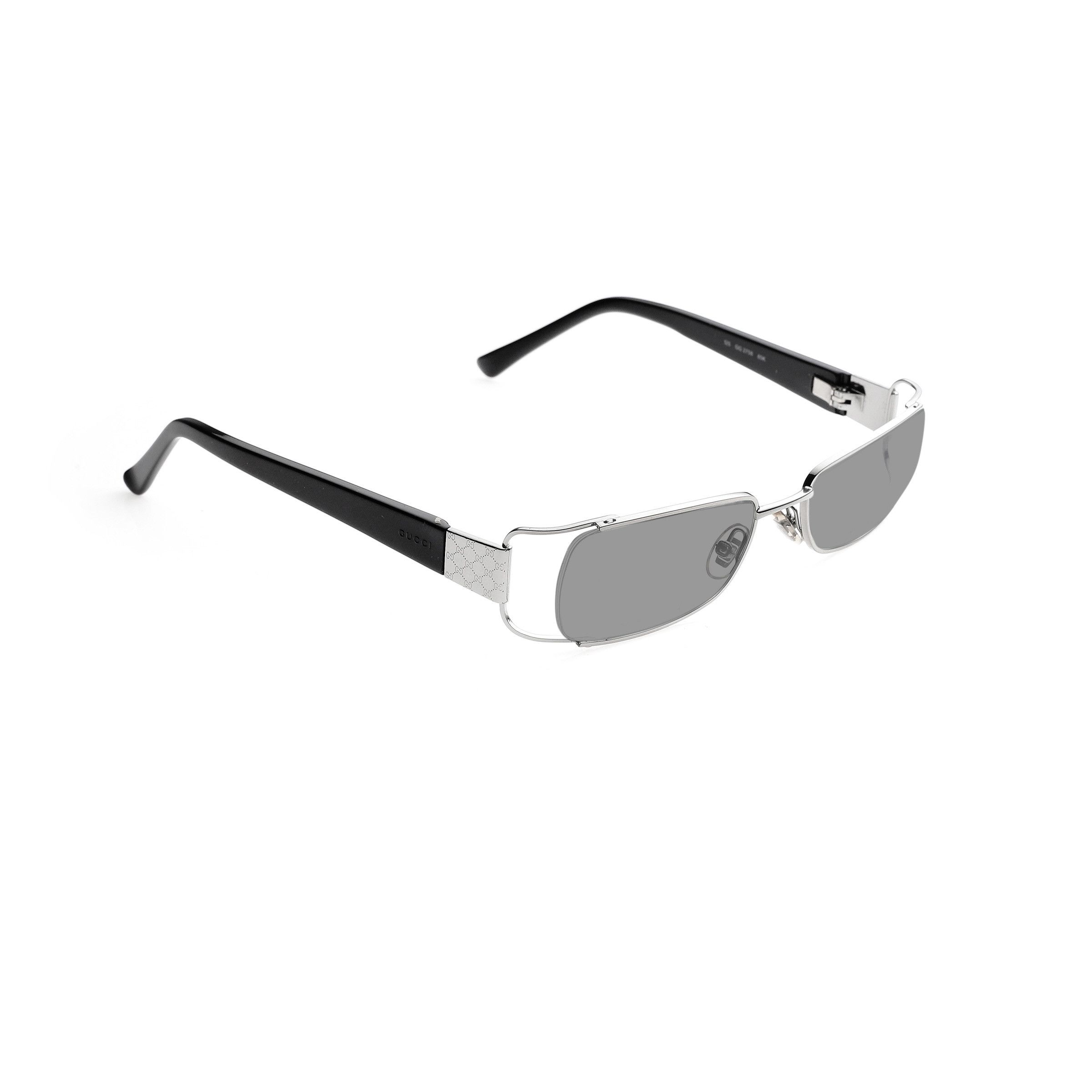 Gucci Gucci '00s Black & Silver Monogram Rectangular Sunglasses Size ONE SIZE - 1 Thumbnail
