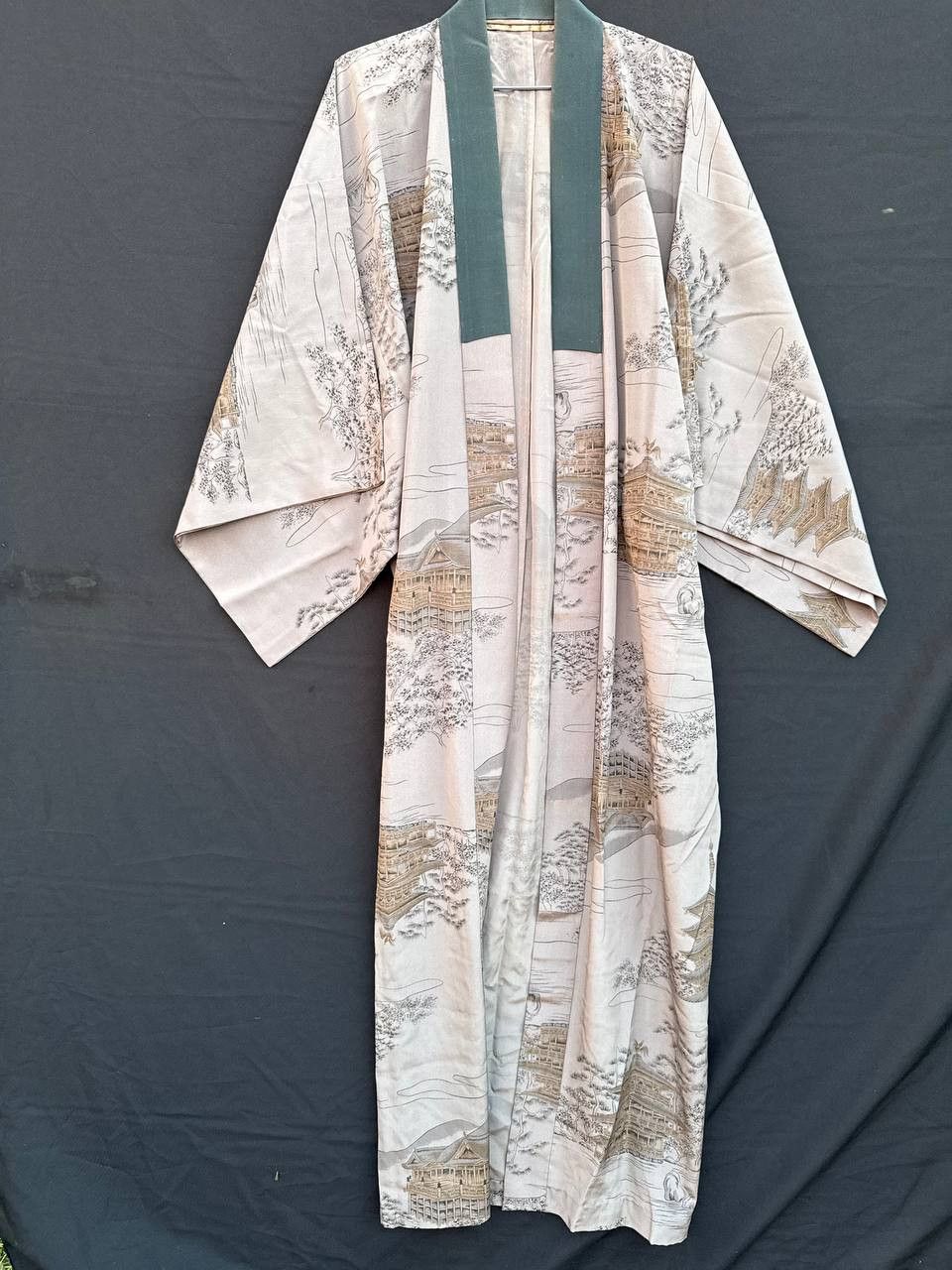 Japanese Brand Vintage Japanese Silk Kimono Pagoda Landscape Size US L / EU 52-54 / 3 - 1 Thumbnail