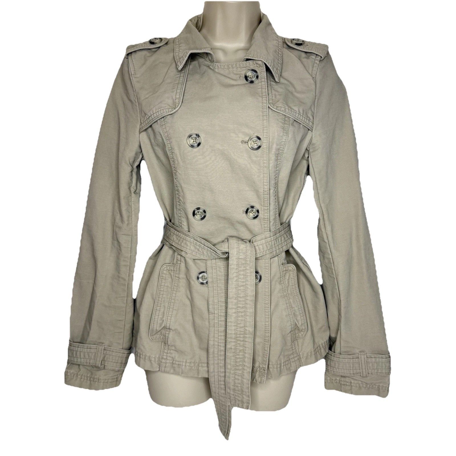 Aeropostale Aeropostale Women Beige Jacket M Belt Tie Double Breasted Size M / US 6-8 / IT 42-44 - 1 Thumbnail