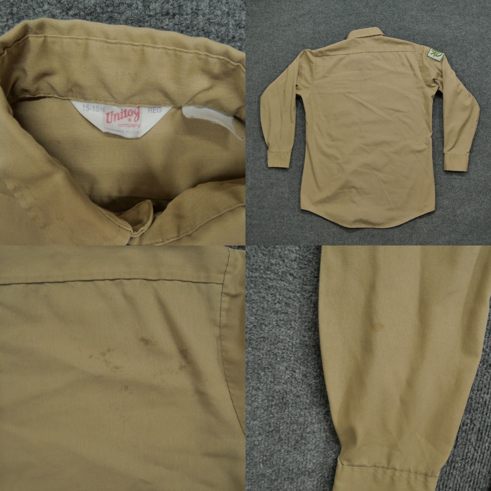 Vintage VINTAGE Unitog Shirt Mens 15 15.5 Tan Khaki Workwear Button Up Long Sleeve 80s Size US L / EU 52-54 / 3 - 8 Thumbnail