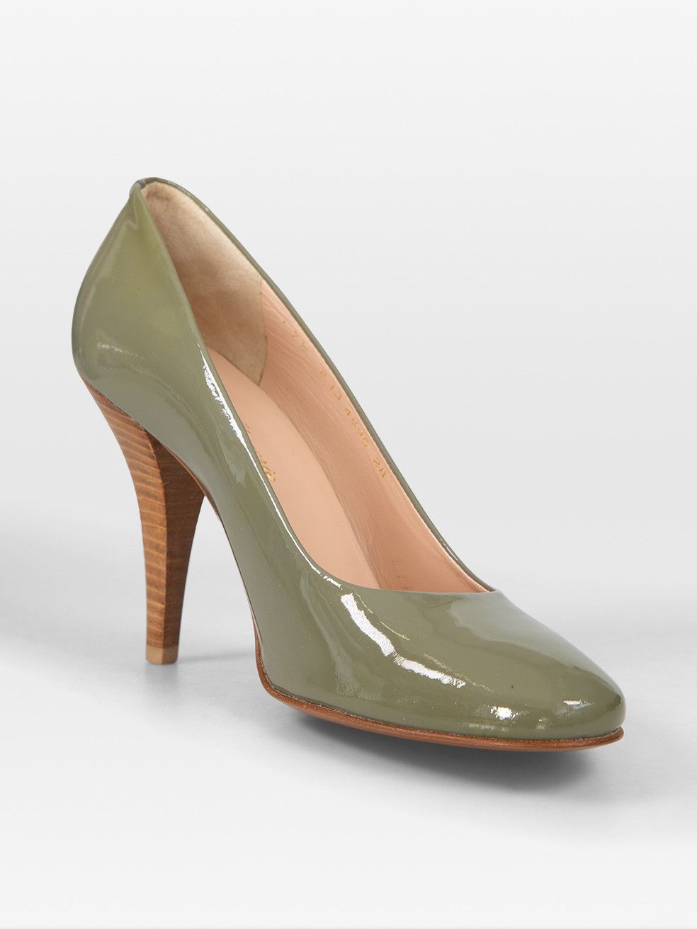 Robert Clergerie Olive Patent Leather Pumps Shoes in Green, Women's (Size 7.5)