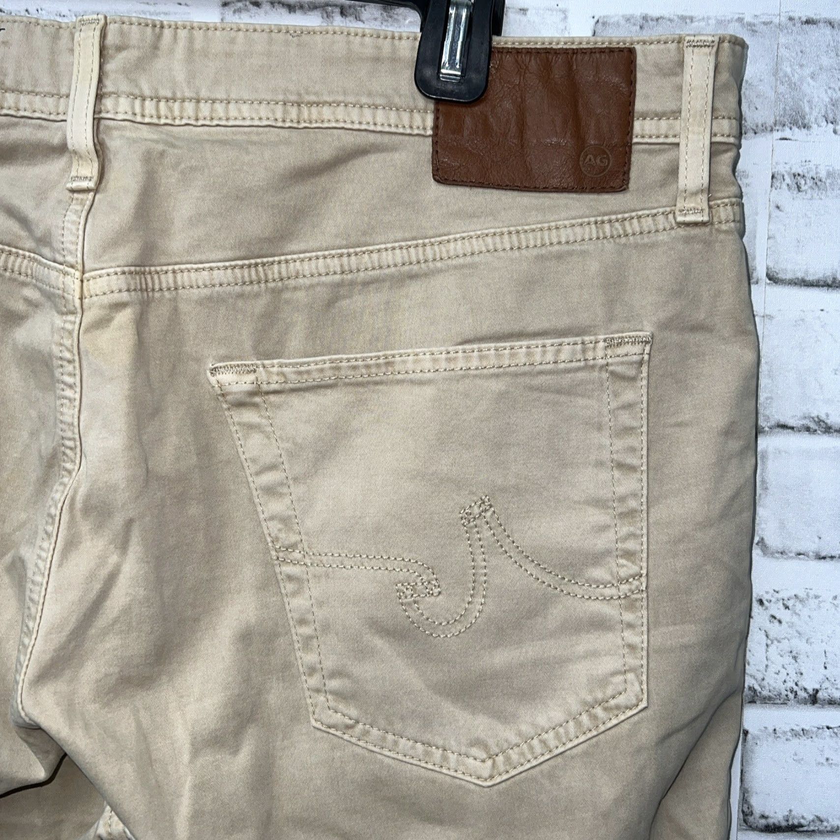 Vintage AG Adriano Goldschmied The Graduate Tailored Leg Beige Pants Mens 36x32 Chino Beige 90s? (not allowed) Size US 36 / EU 52 - 3 Thumbnail
