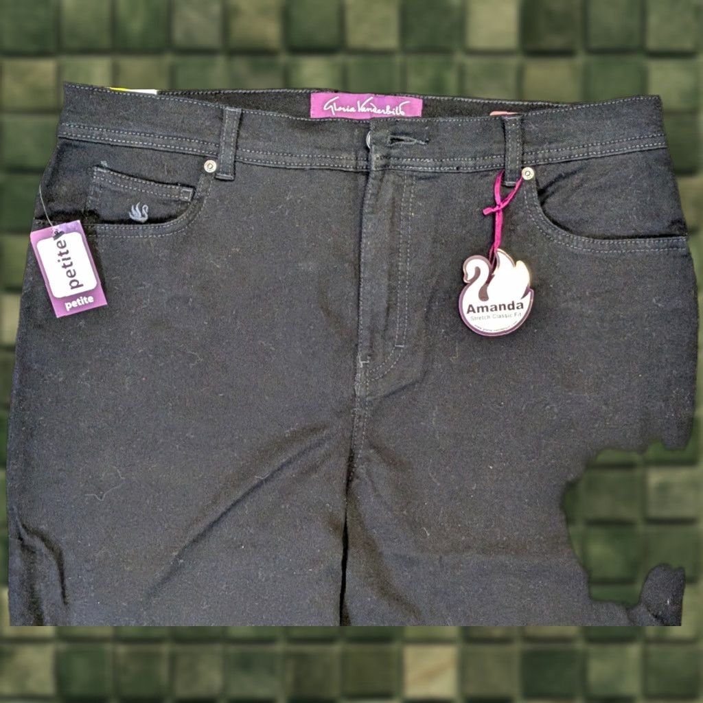 Gloria Vanderbilt Gloria Vanderbilt Amanda Classic Fit 14P Petite Stretch Short Womens Black Jeans Shirt? Size 36" / US 14 / IT 50 - 1 Thumbnail