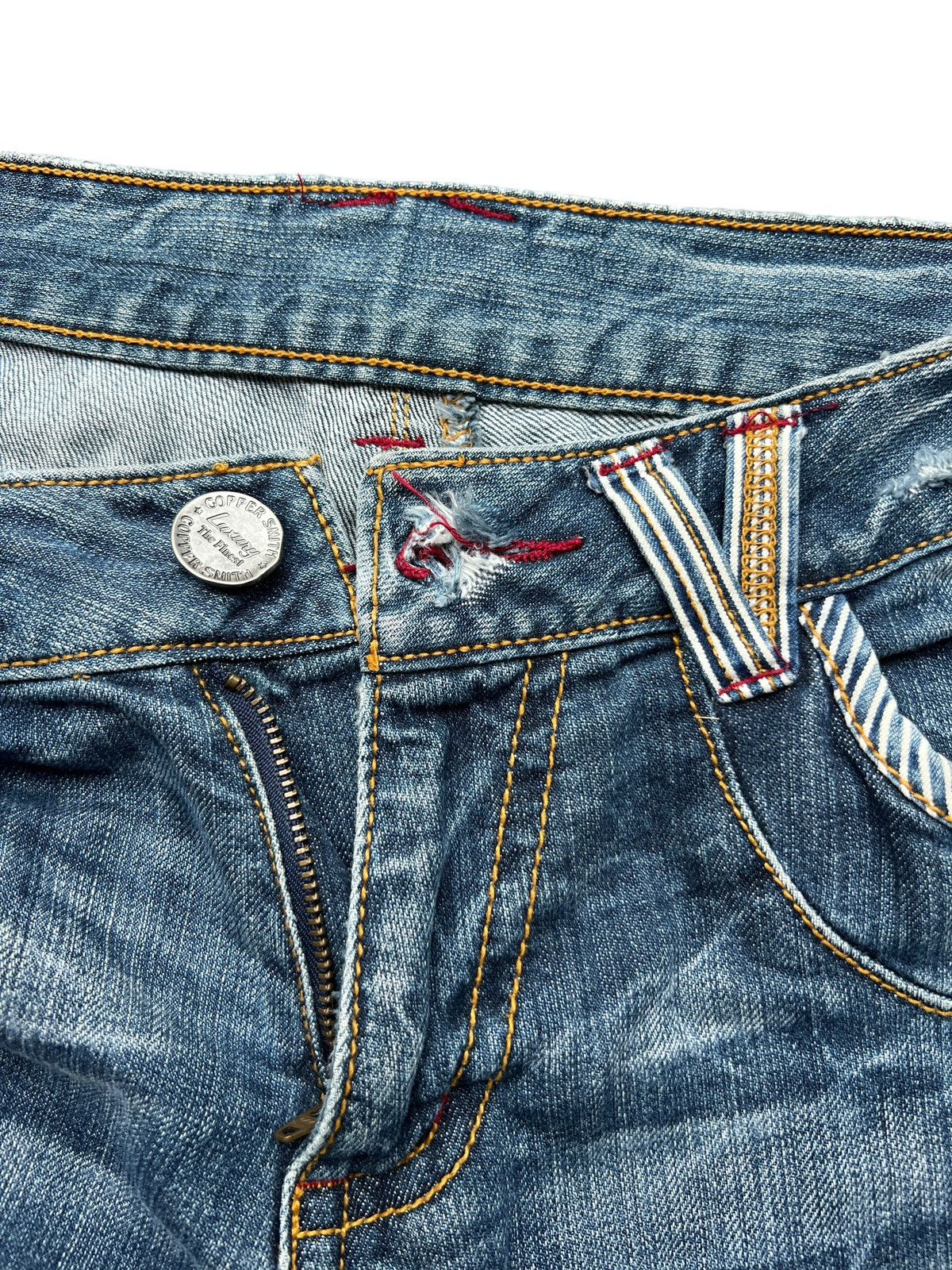 Japanese Brand Flare Copper Smith Distressed Wideleg Denim Jeans 32x33 Size US 32 / EU 48 - 10 Thumbnail