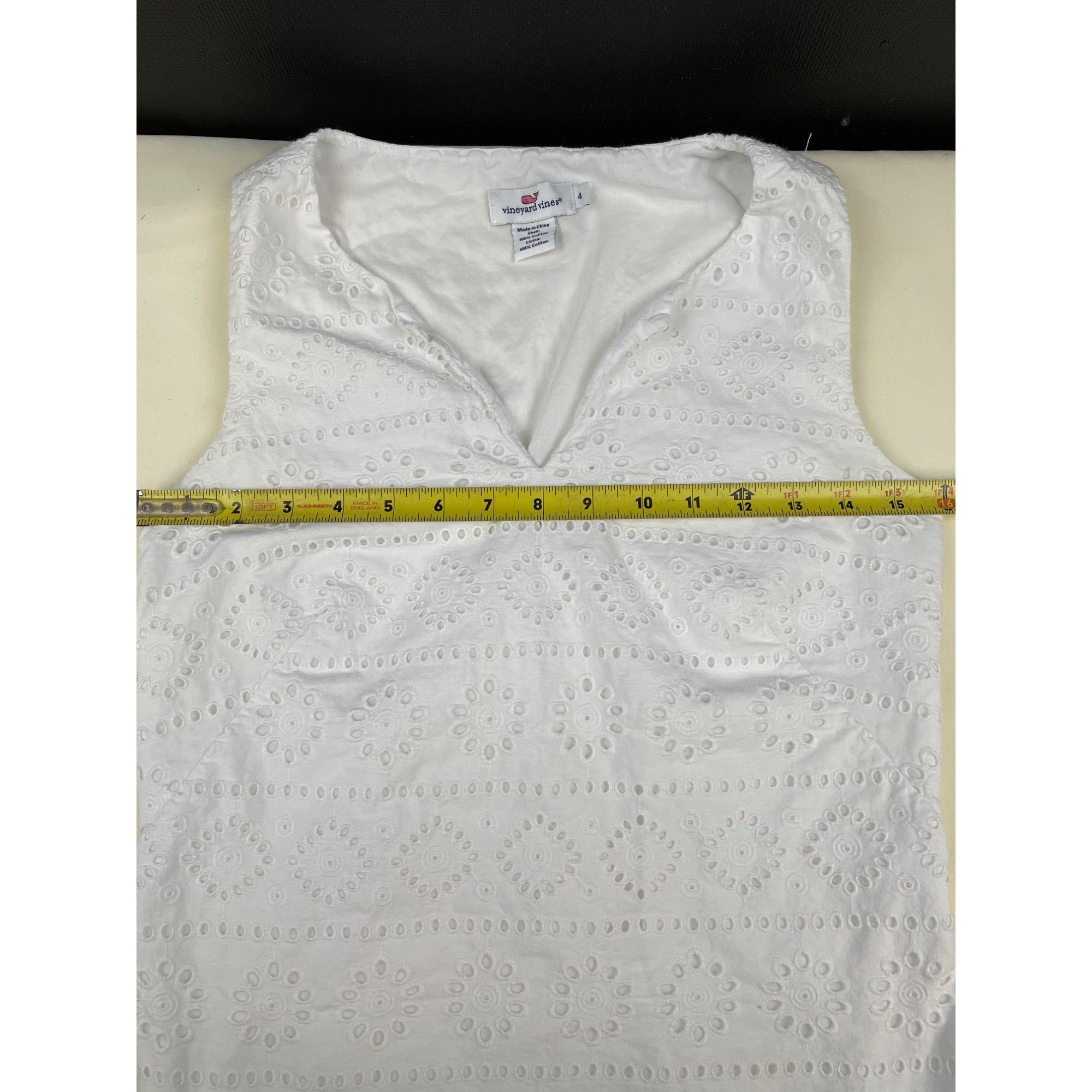 Vineyard Vines Vineyard Vines Women's White Sleeveless Shirt/Blouse Scallop Size S / US 4 / IT 40 - 5 Thumbnail