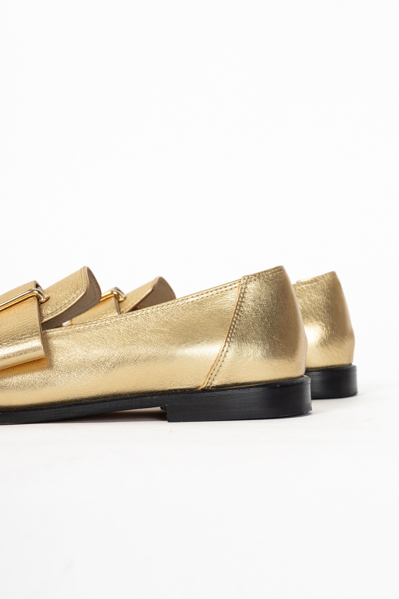 Tibi Tibi Morris Metallic Gold Leather Strap Loafers Size US 8 / IT 38 - 9 Thumbnail
