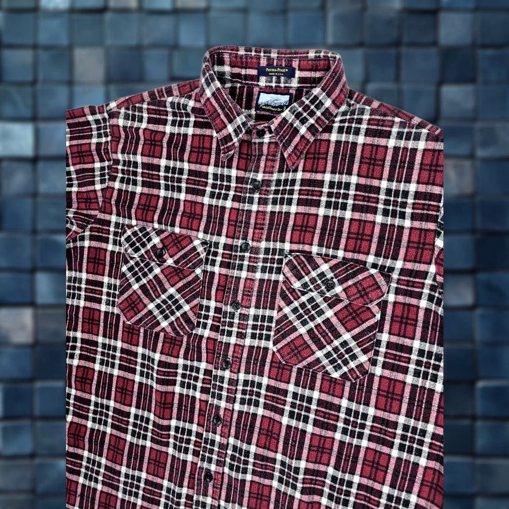 Vintage VTG Fieldmaster Perma Prest Flannel Shirt Men XL – Red Black Plaid Outdoor Size US XL / EU 56 / 4 - 1 Thumbnail