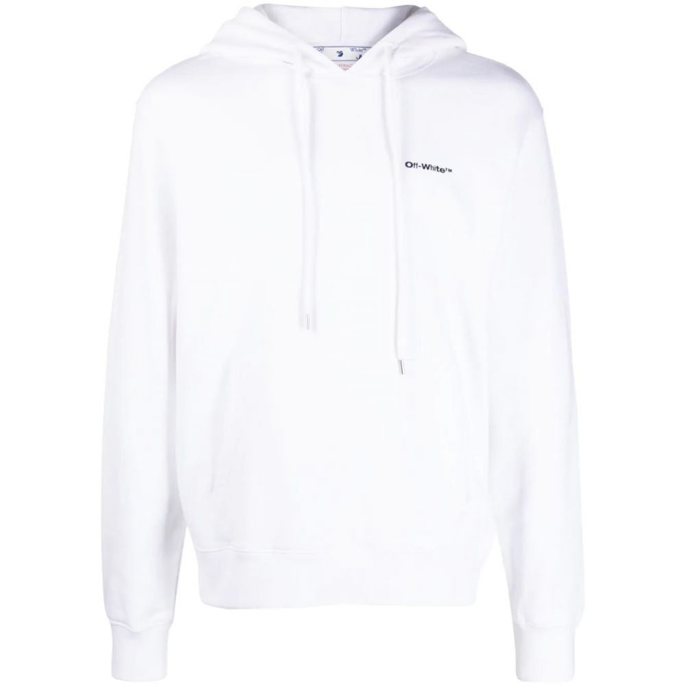Off-White o1gr1nt1124 Wave Outl Diag Slim Hoodie in White Black Size US XS / EU 42 / 0 - 1 Thumbnail