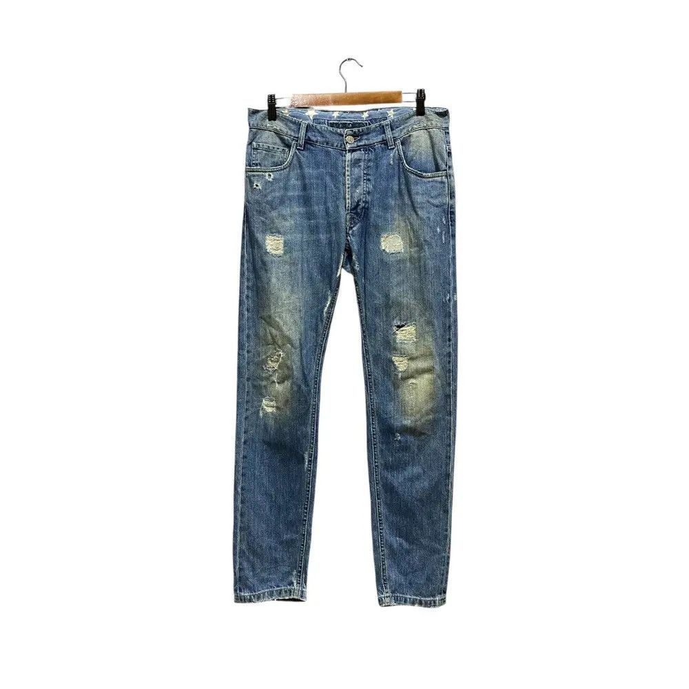 HYDROGEN Hydrogen Luxury Sportwear Jeans Distressed Bones Design Size US 31 - 1 Thumbnail