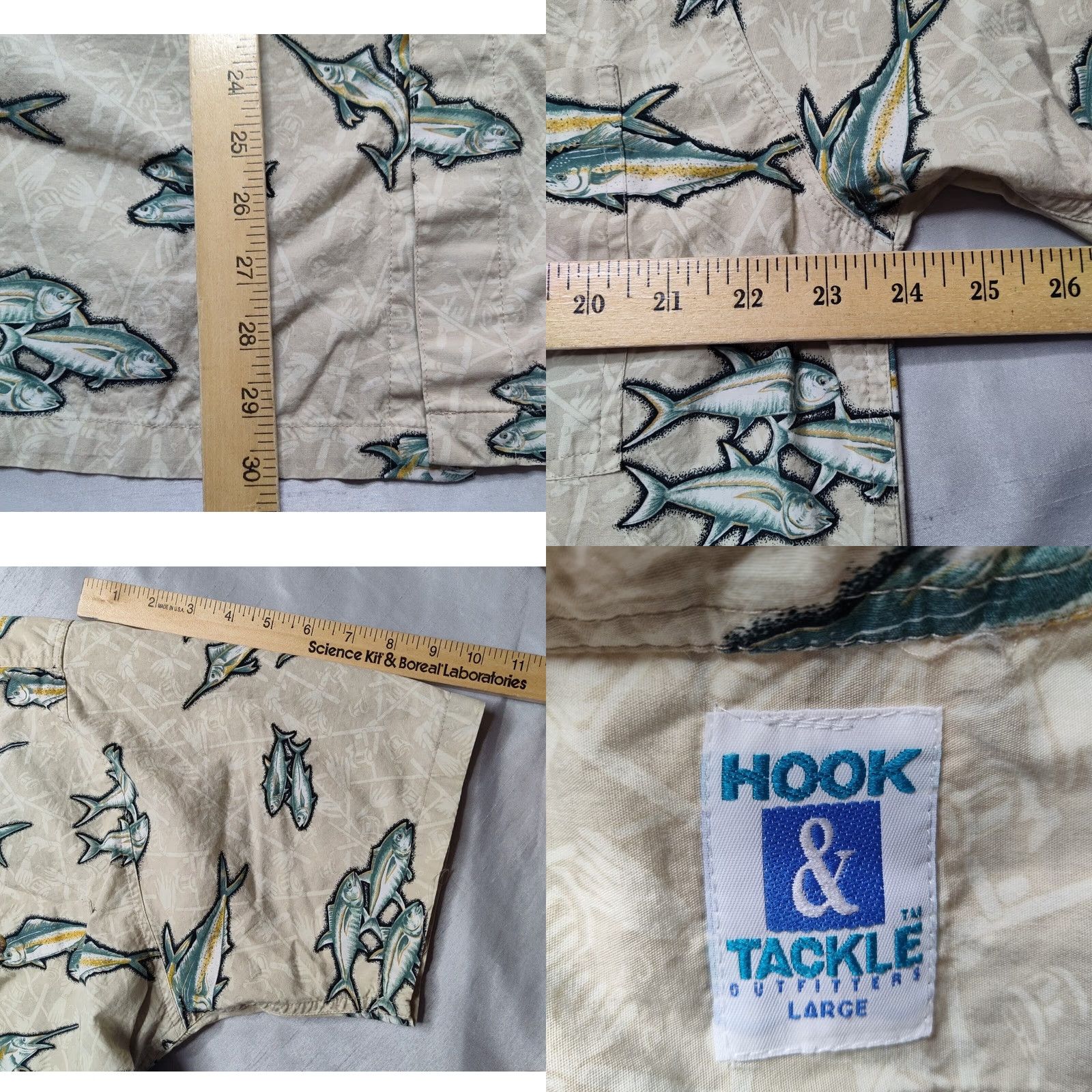 Gloverall Hook & Tackle Men L Allover Fish Print Short Sleeve Button-Up Shirt Size US L / EU 52-54 / 3 - 8 Thumbnail