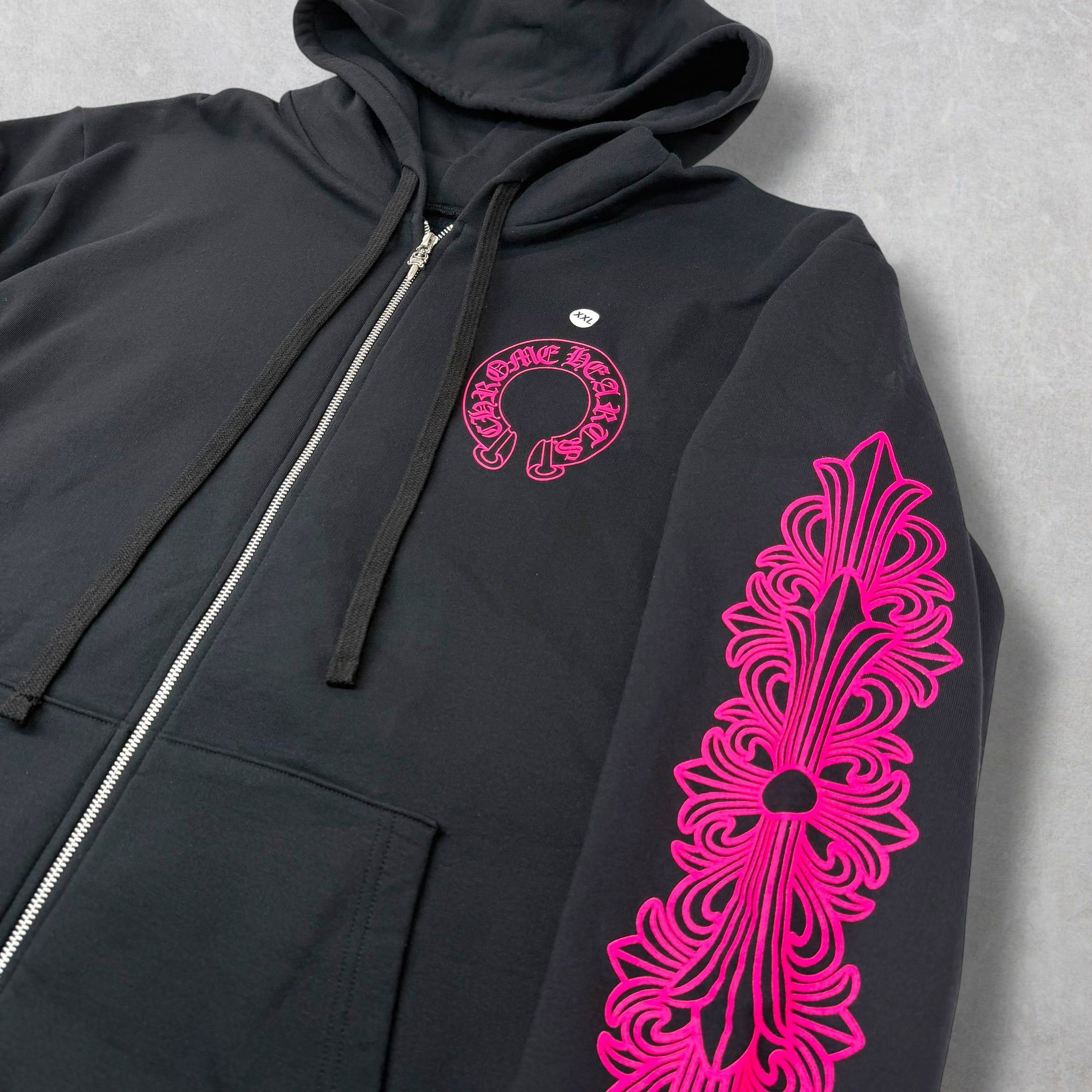 Chrome Hearts Chrome Hearts 'Pink Horseshoe' Floral Zip Up Hoodie XXL Size US XXL / EU 58 / 5 - 5 Thumbnail