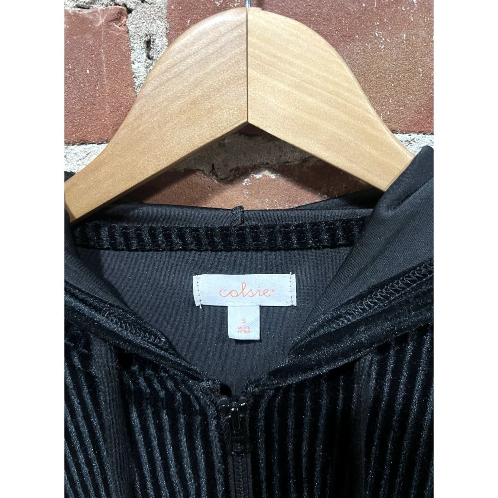 Vintage Colsie Sweatshirt Full Zip Hooded Black Womens Size S Small Ribbed Zip Hoodie Sweatshirt Activewear Size S / US 4 / IT 40 - 3 Thumbnail