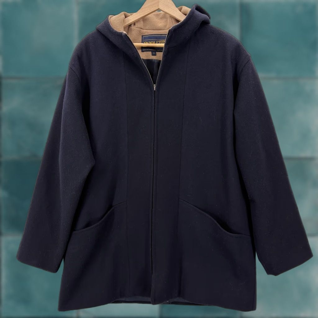 Pendleton VINTAGE Pendleton Coat Womens 16 Navy Merino Wool Hooded Lined Parka Made USA Size XXL / US 16-18 / IT 52-54 - 1 Thumbnail