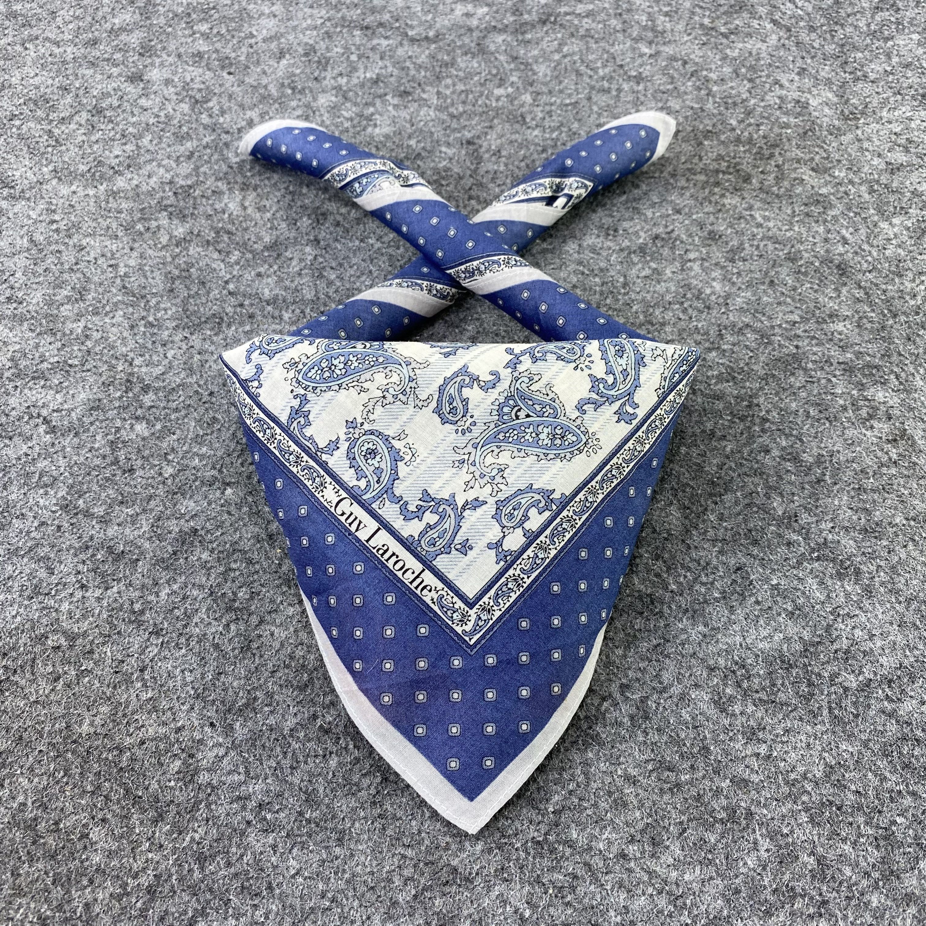 Guy Laroche × Vintage Guy Laroche Paislee Handkerchief Neckerchief Bandana -B618 Size ONE SIZE - 2 Thumbnail