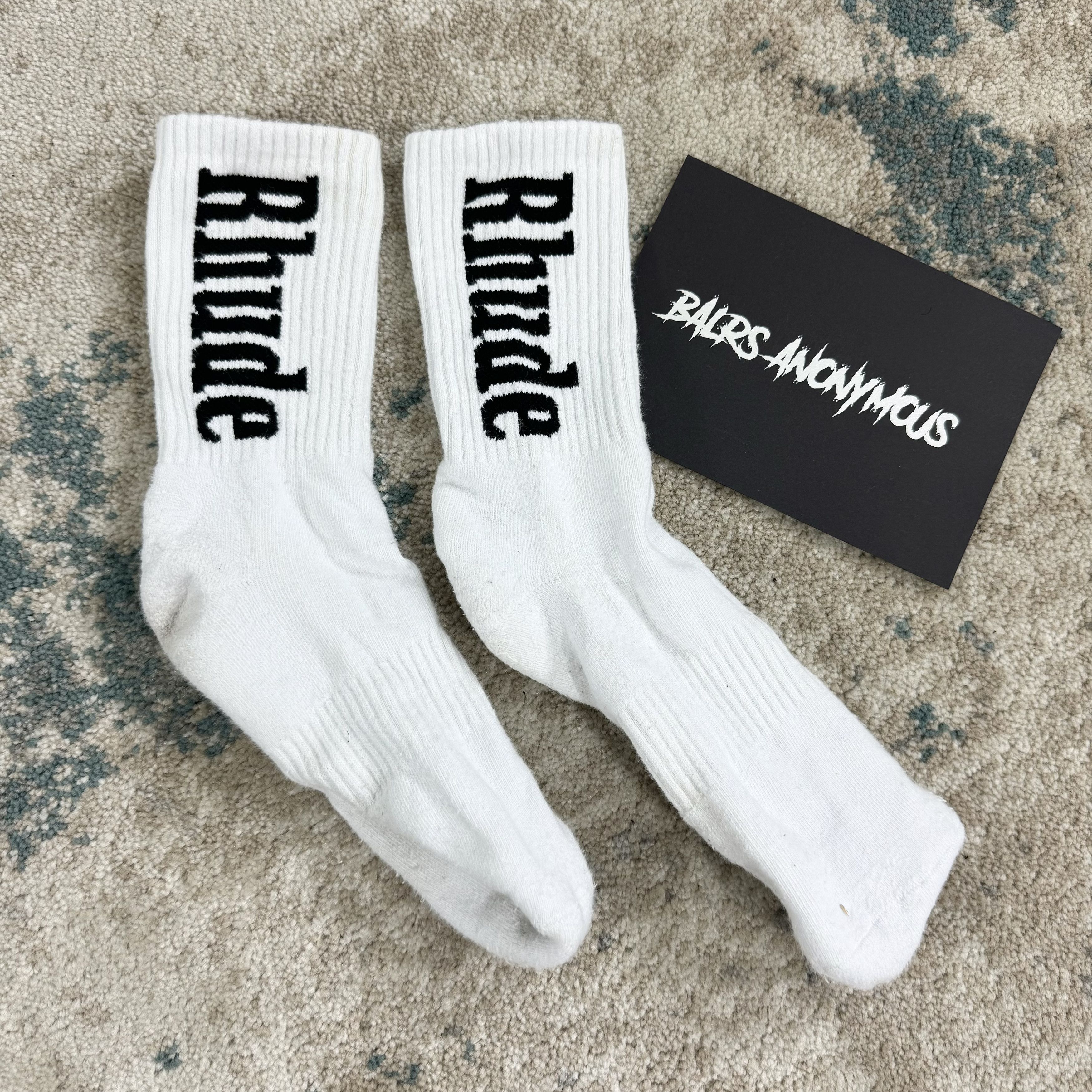 Rhude Rhude RH Vertical Logo Socks In White RRP £70 Size ONE SIZE - 1 Thumbnail