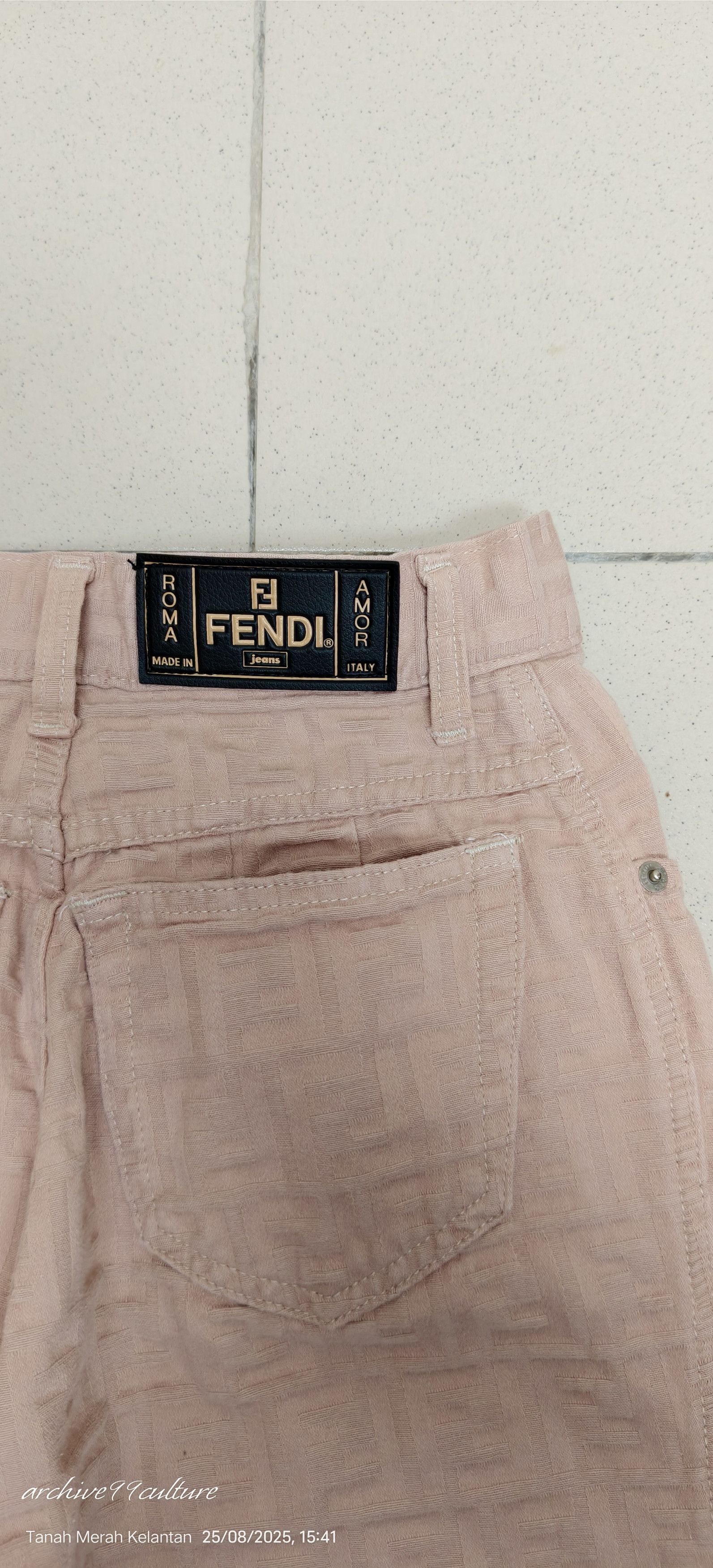 Fendi Vintage 90s Fendi Zucca Monogram baby pink / nude jeans Size 26" / US 2 / IT 38 - 9 Thumbnail
