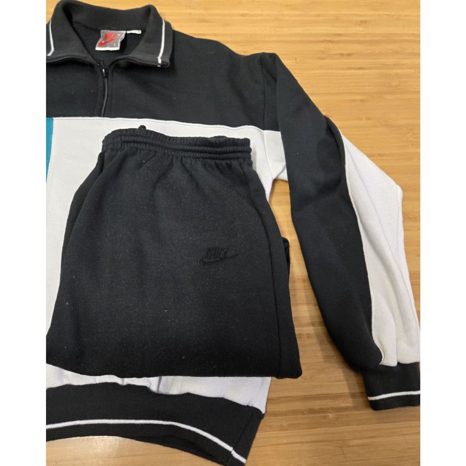 Nike VINTAGE Nike Tracksuit Sweatsuit 2 Piece Men L Gray Athletic 80s 90s Sports Jacket Pants Mens Size 42R - 3 Thumbnail