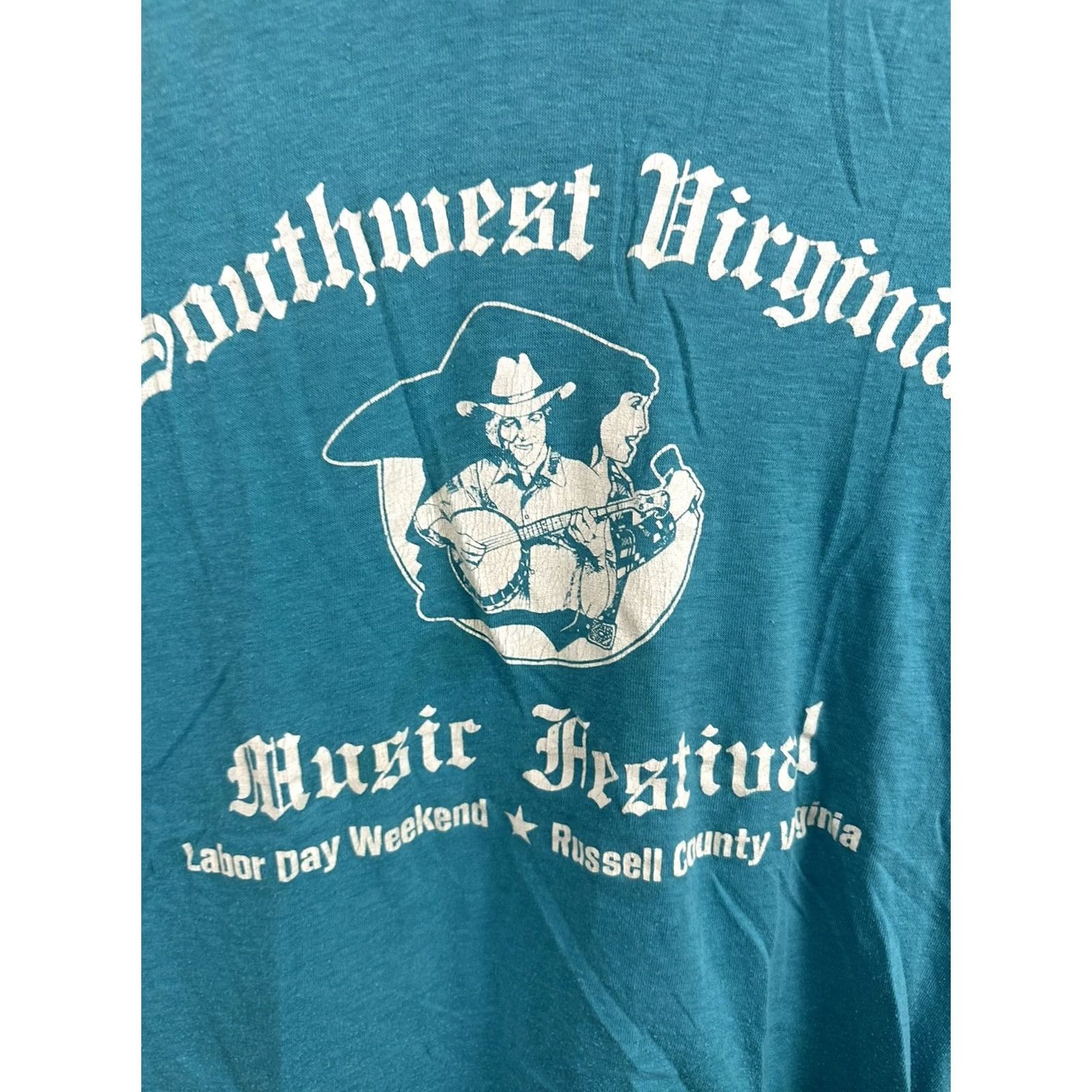 Vintage VINTAGE Ralph Stanley Southwest Virginia Music Festival T-Shirt Men S Turquoise 80s Band Country Festival Western Mens Size US S / EU 44-46 / 1 - 3 Thumbnail